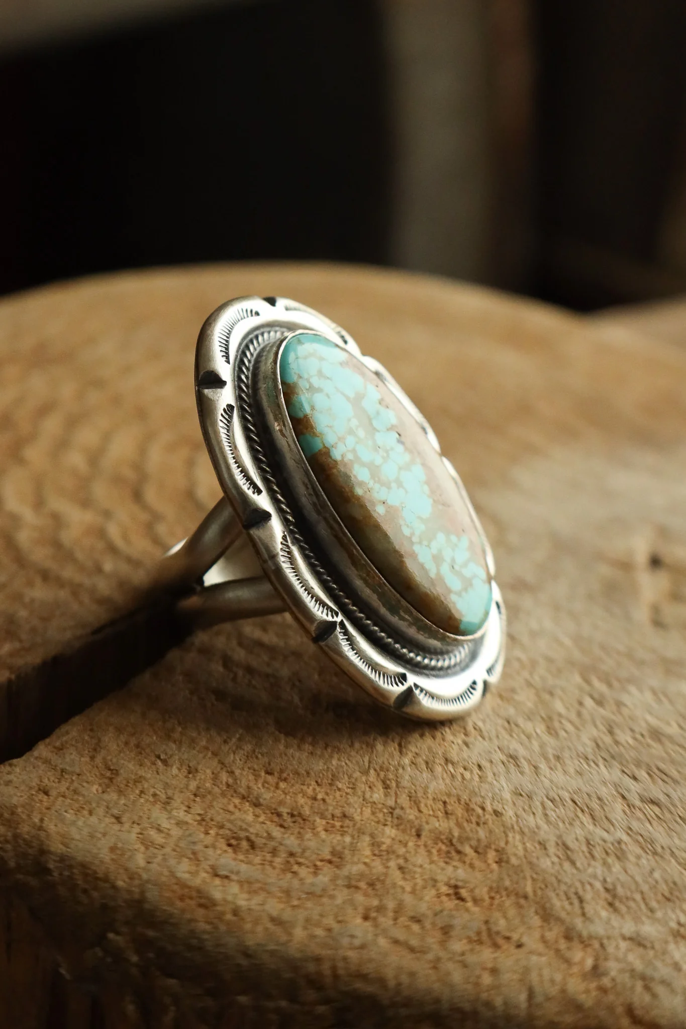 Turquoise Oval Framed Ring- Size 7 - Image 3