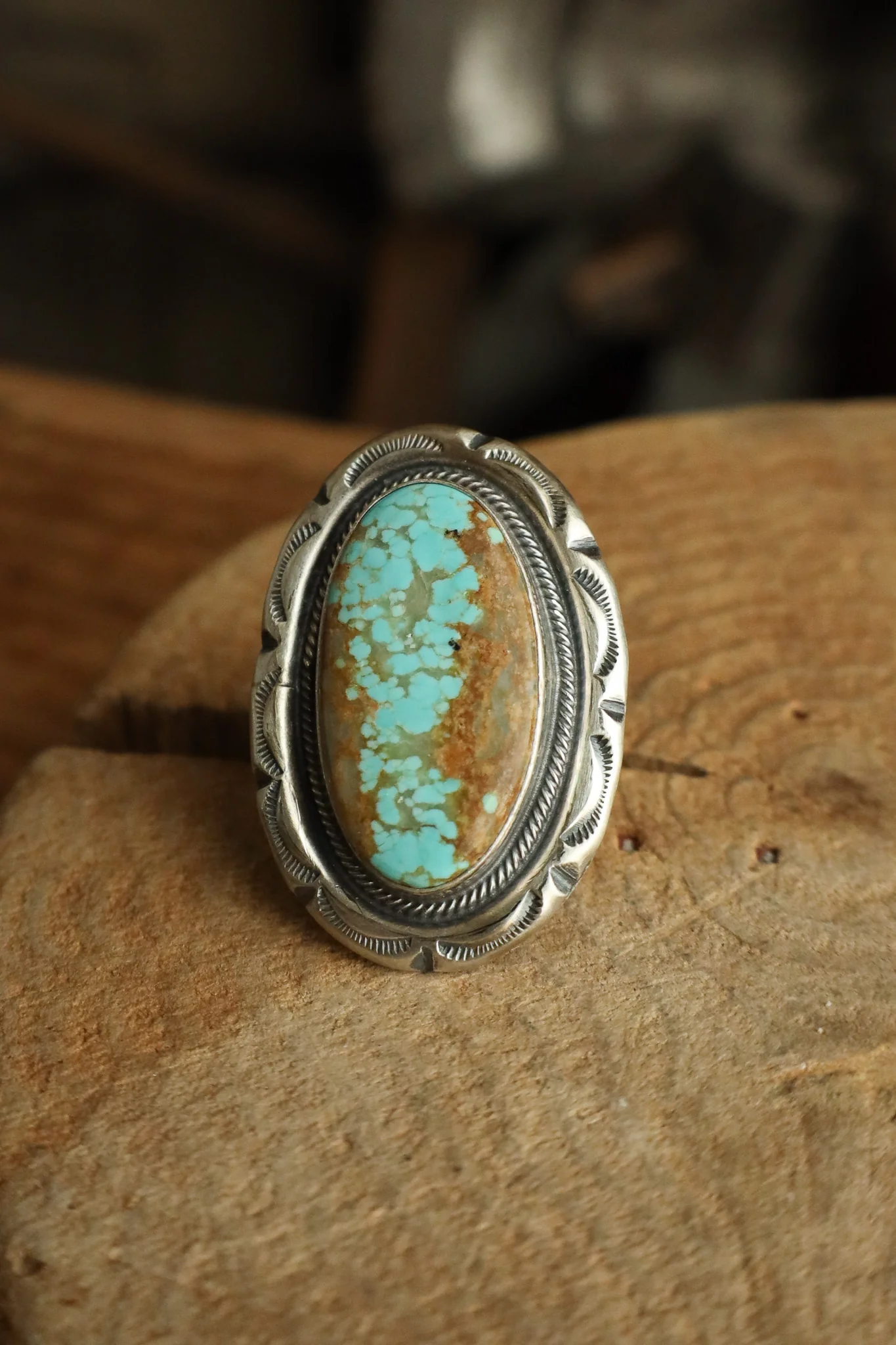 Turquoise Oval Framed Ring- Size 7 - Image 4