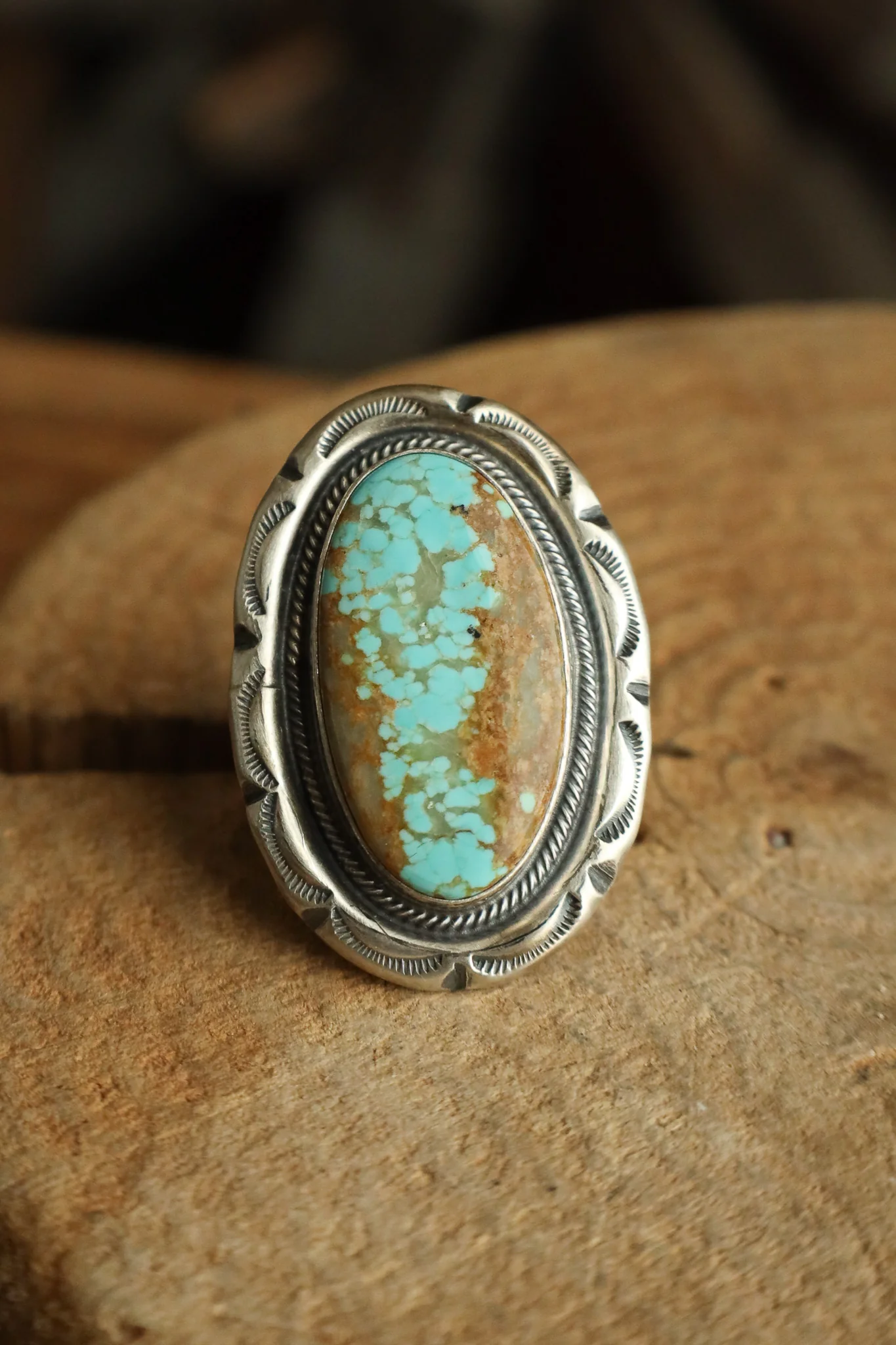 Turquoise Oval Framed Ring- Size 7 - Image 5