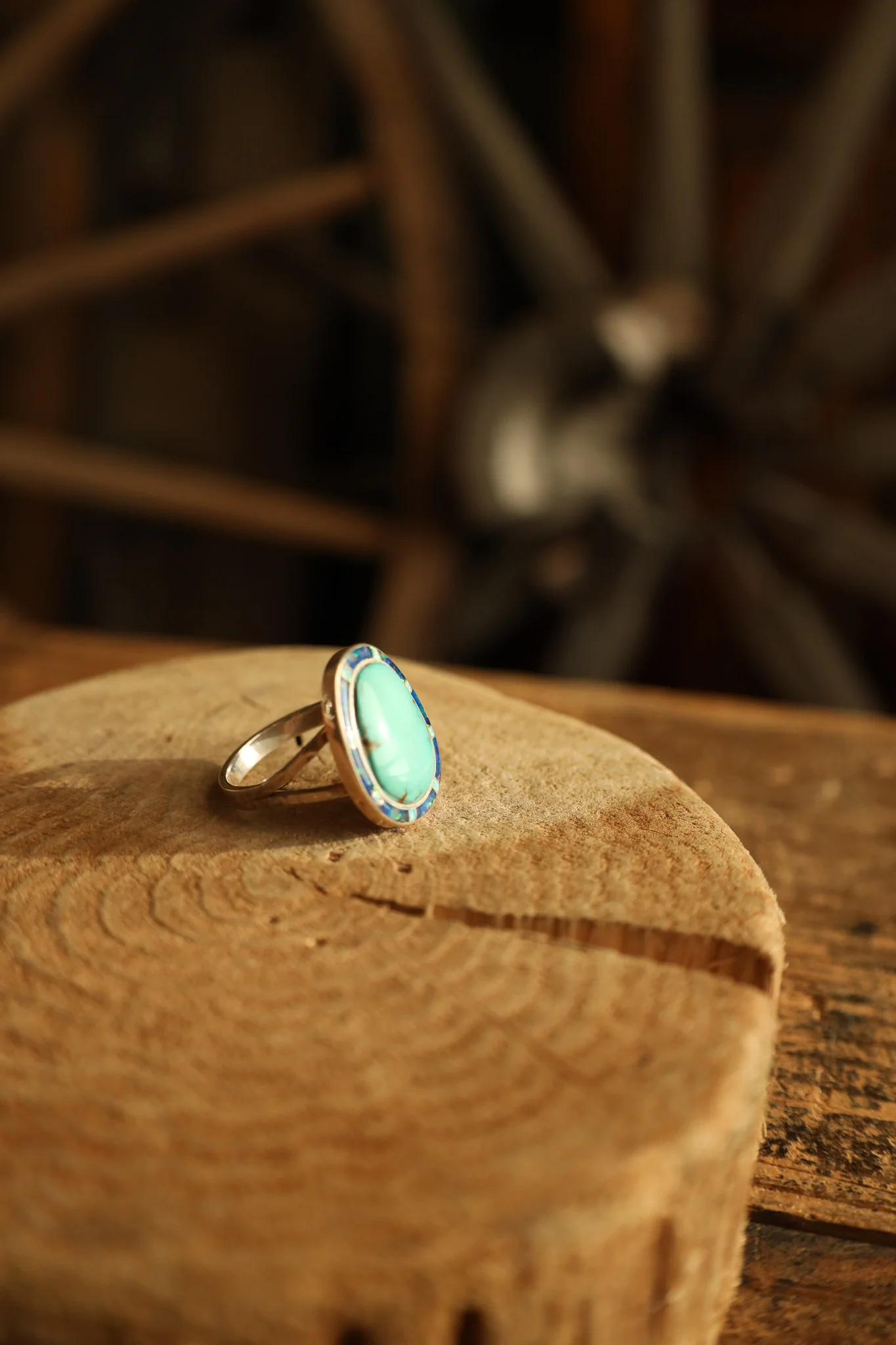 Turquoise Opal Boarder Ring- Size 12.75 - Image 4