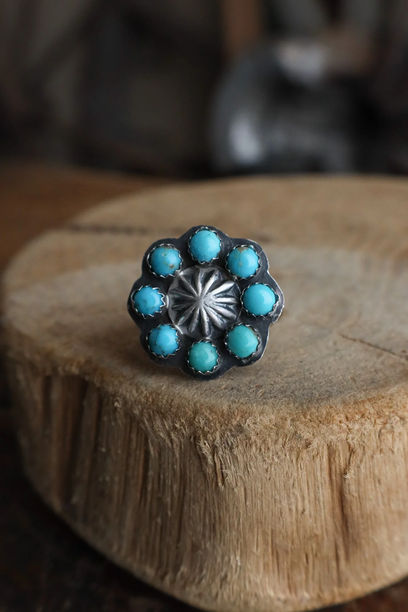 Turquoise Rounds Starburst Center Ring- Adjustable - Image 3