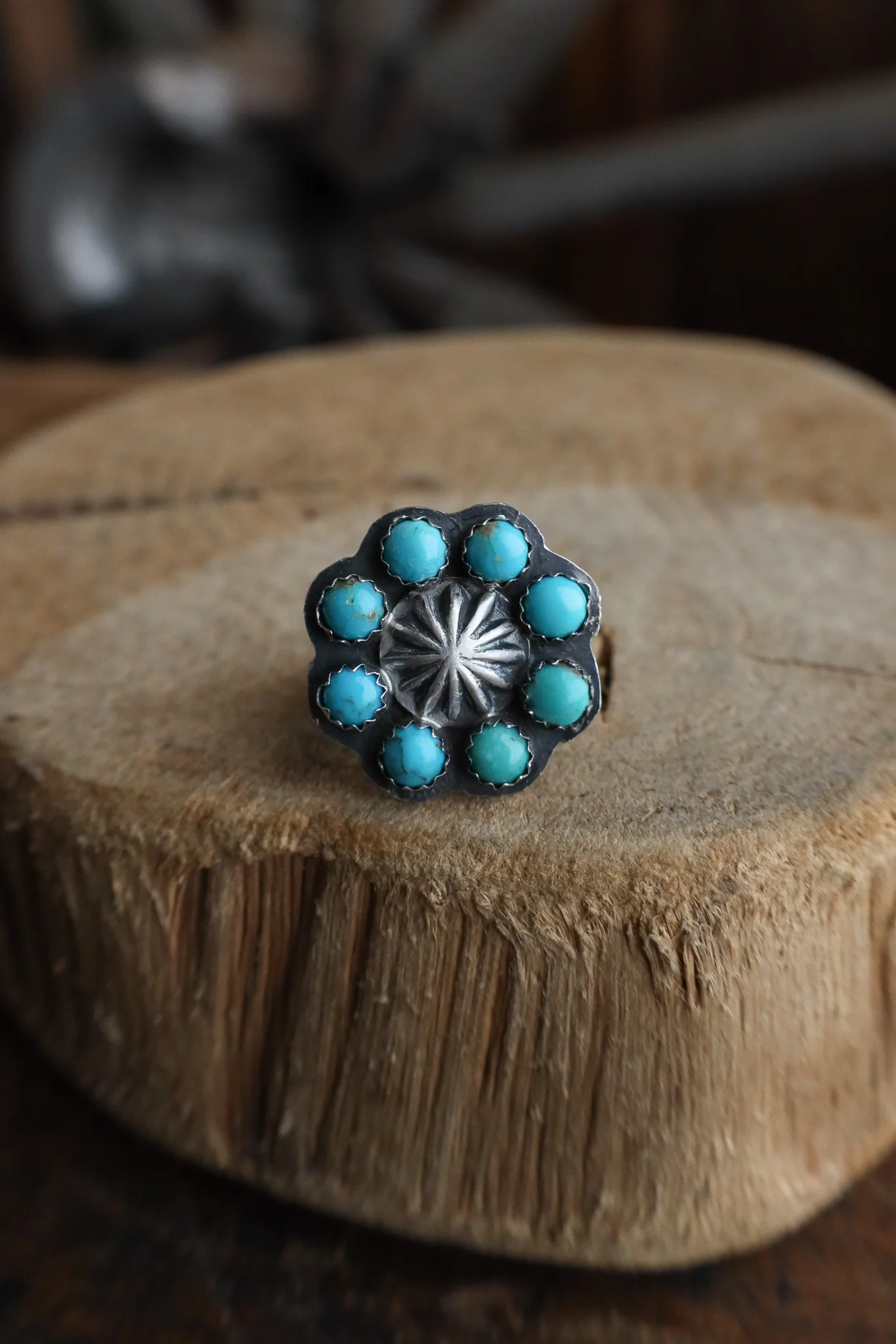 Turquoise Rounds Starburst Center Ring- Adjustable - Image 6