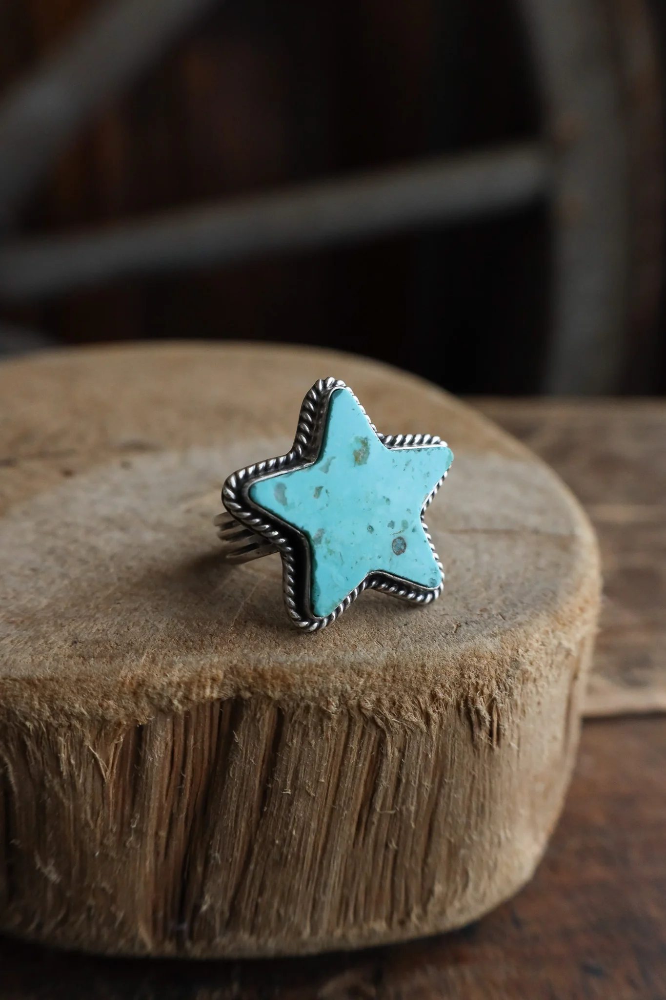 Turquoise Star Rope Ring- Adjustable - Image 2