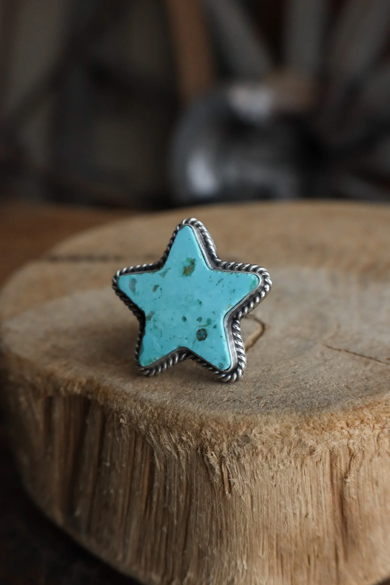 Turquoise Star Rope Ring- Adjustable - Image 3