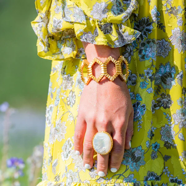 CHRISTINA GREENE STATEMENT RING - PEARL- Adjustable - Image 3