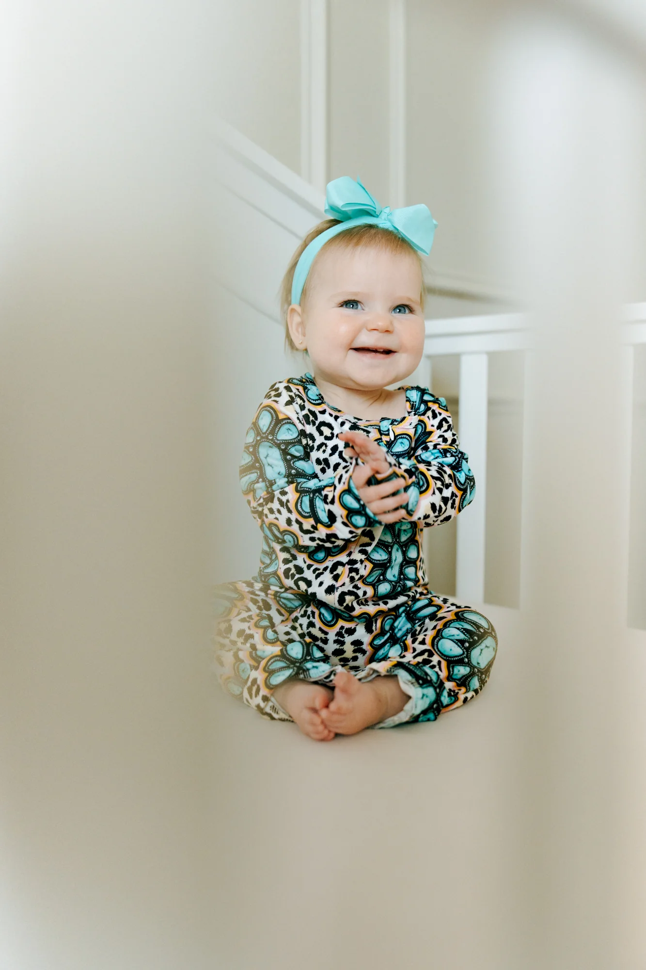 Aier Turquoise Cluster & Leopard Print Romper - Image 2