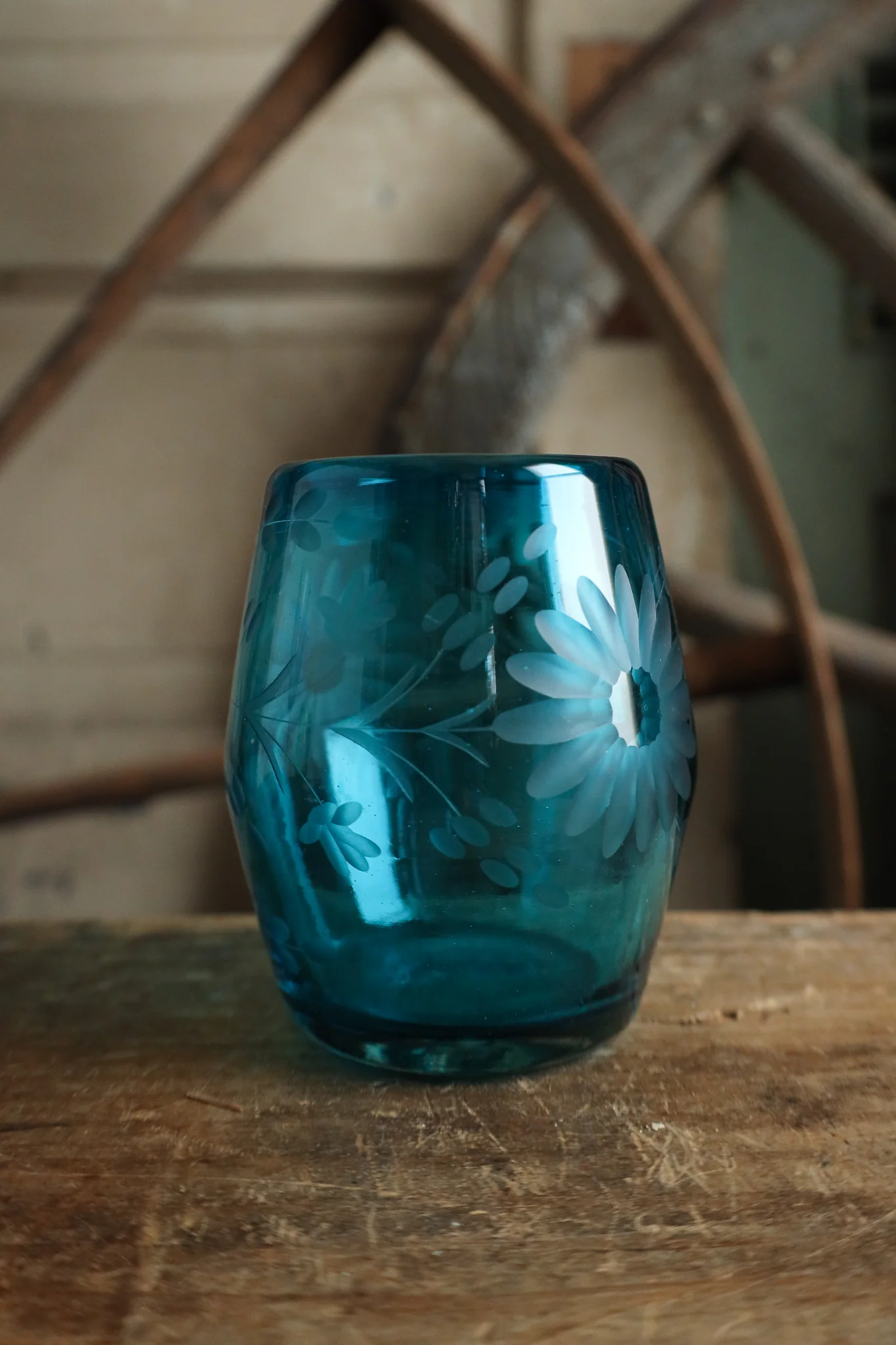 Rose Ann Hall Condessa Stemless Wine Glass- Aqua - Image 3