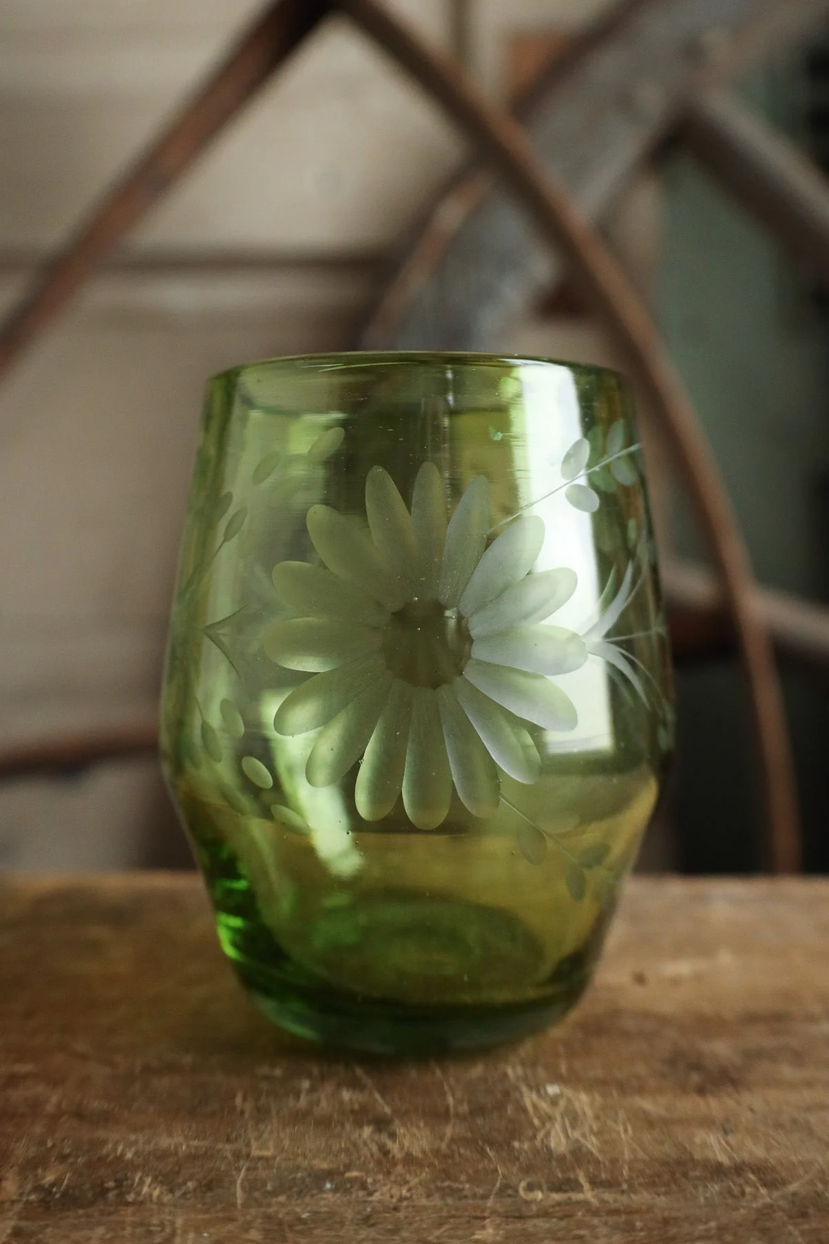 Rose Ann Hall Condessa Stemless Wine Glass- Verde