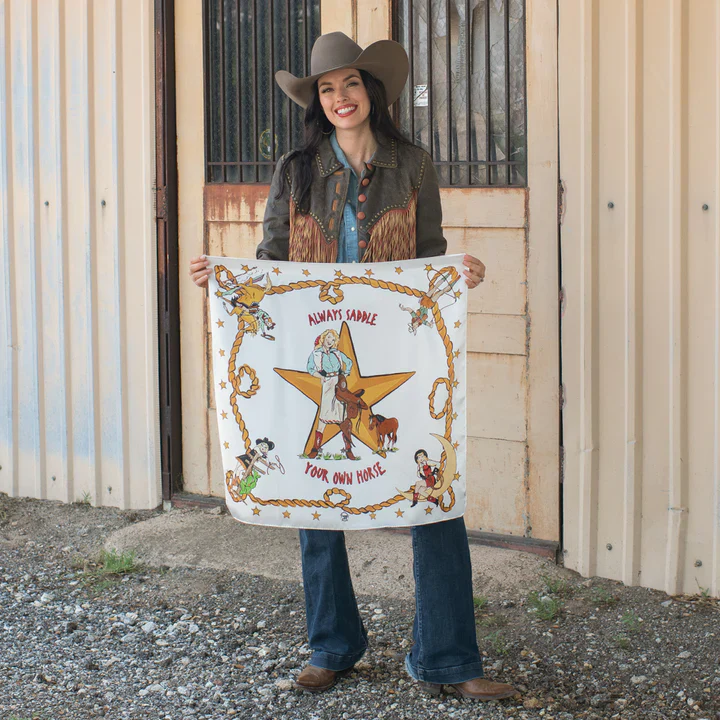 ALWAYS SADDLE YOUR OWN HORSE WHITE SHORTY SCARF - Image 3