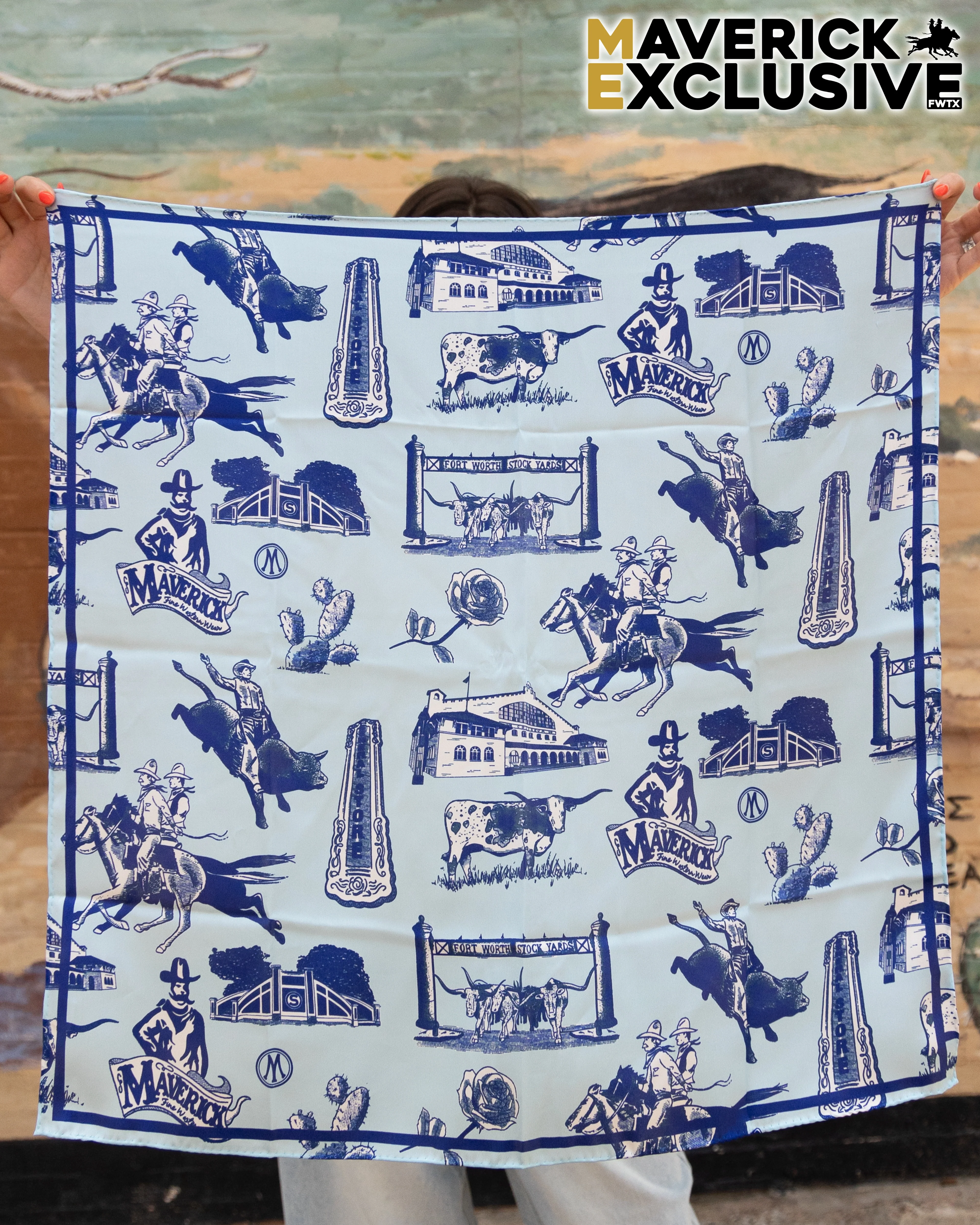 Maverick Exclusive Toile Light Blue and Dark Blue Scarf