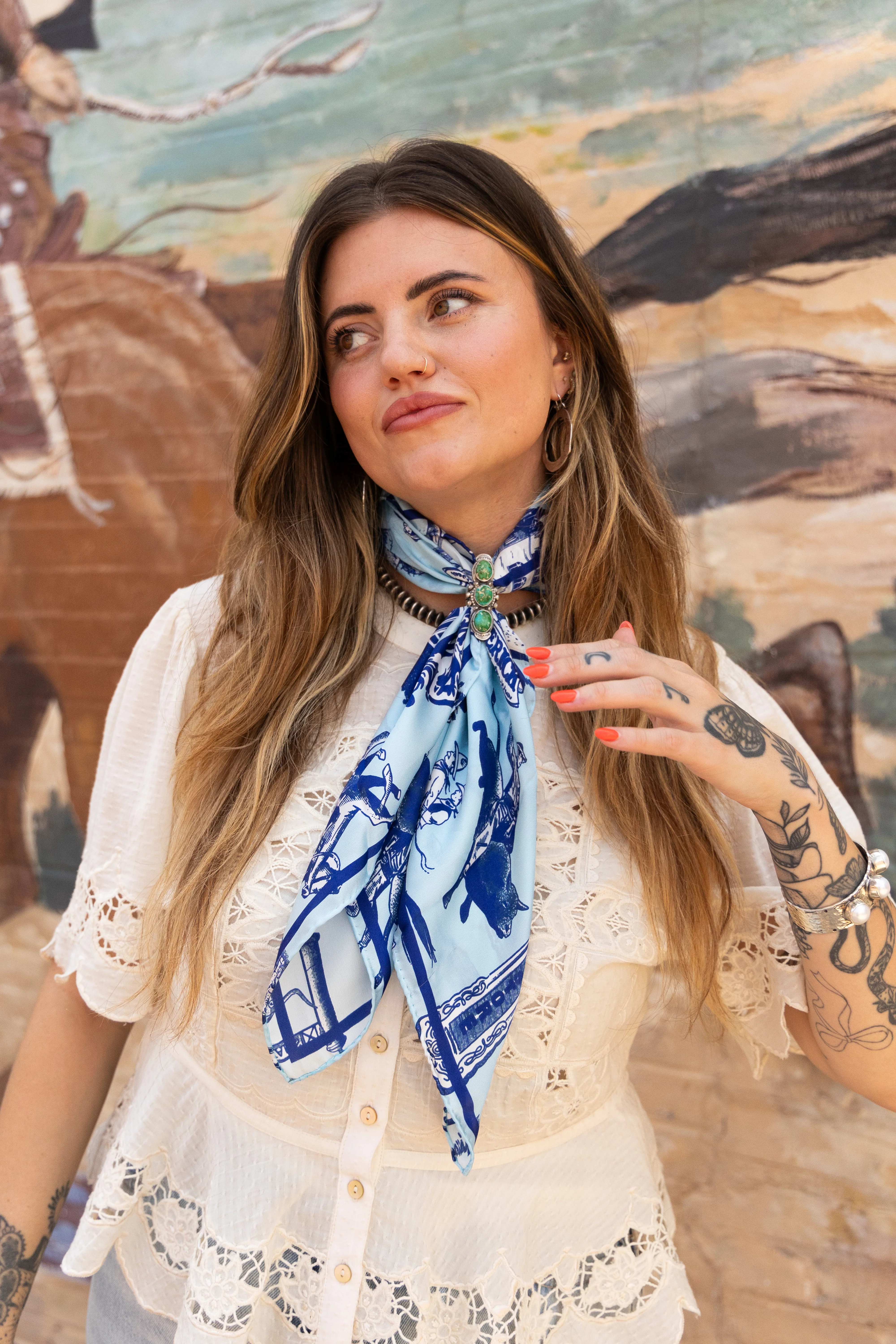 Maverick Exclusive Toile Light Blue and Dark Blue Scarf - Image 2