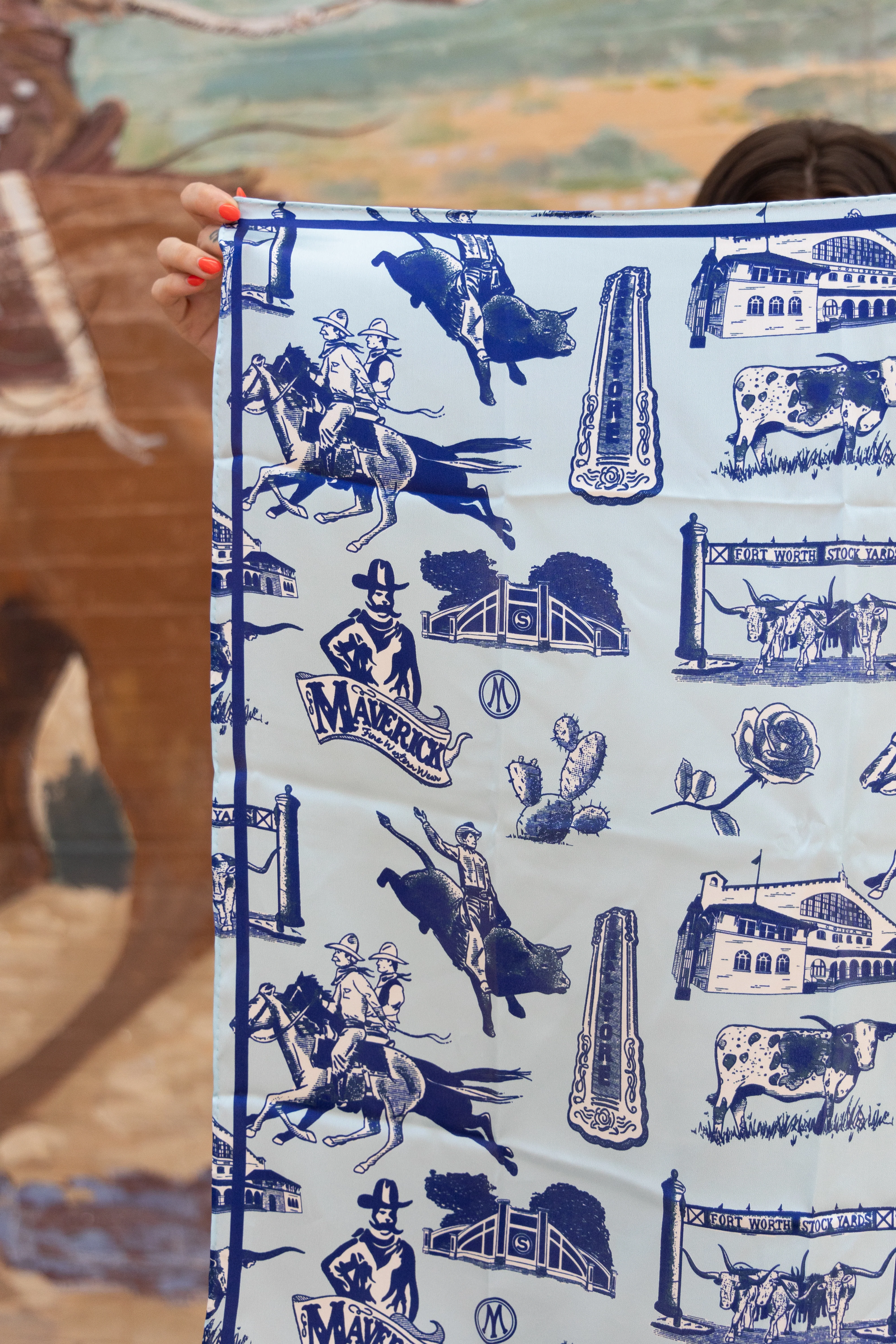 Maverick Exclusive Toile Light Blue and Dark Blue Scarf - Image 3