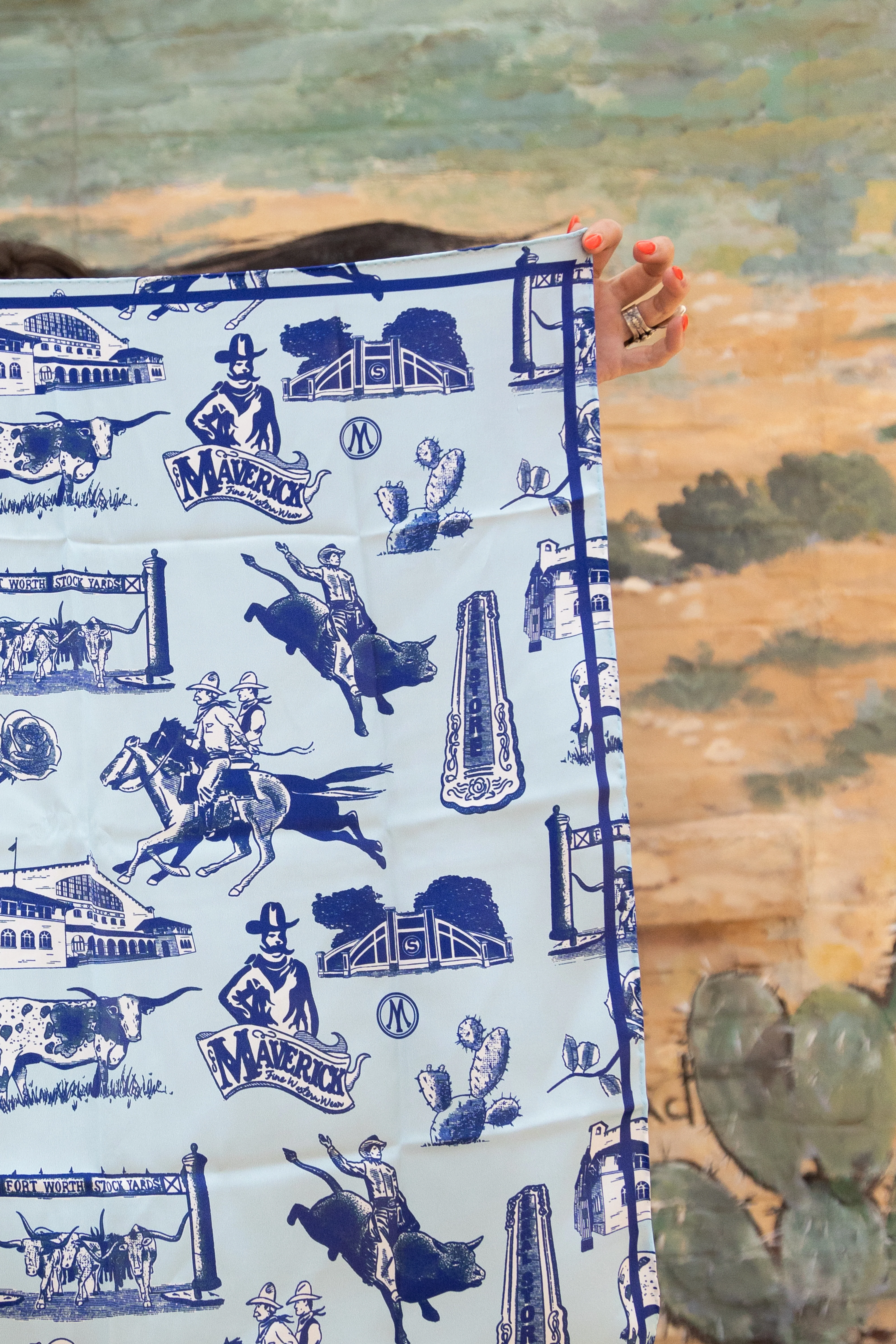 Maverick Exclusive Toile Light Blue and Dark Blue Scarf - Image 4
