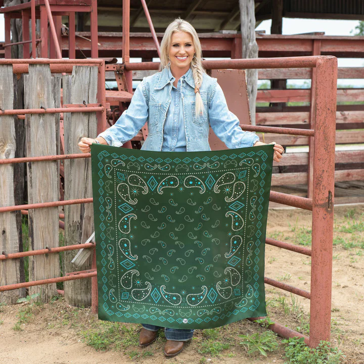 PRETTY PAISLEY GREEN LONG AND TALL SCARF - Image 4