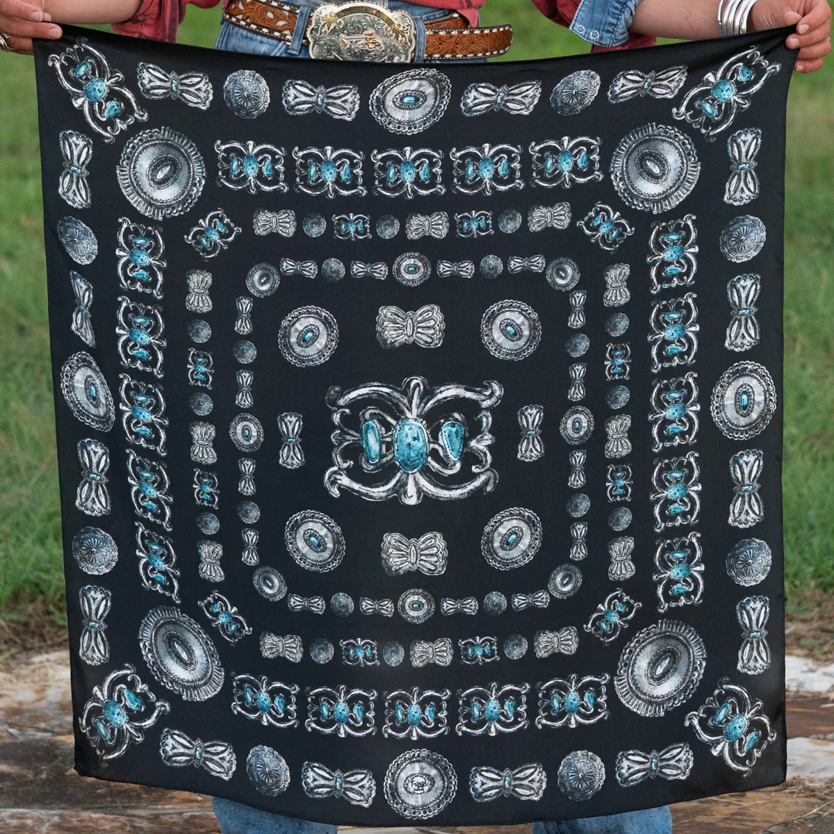 Turqs And Conchos Long And Tall Black Scarf