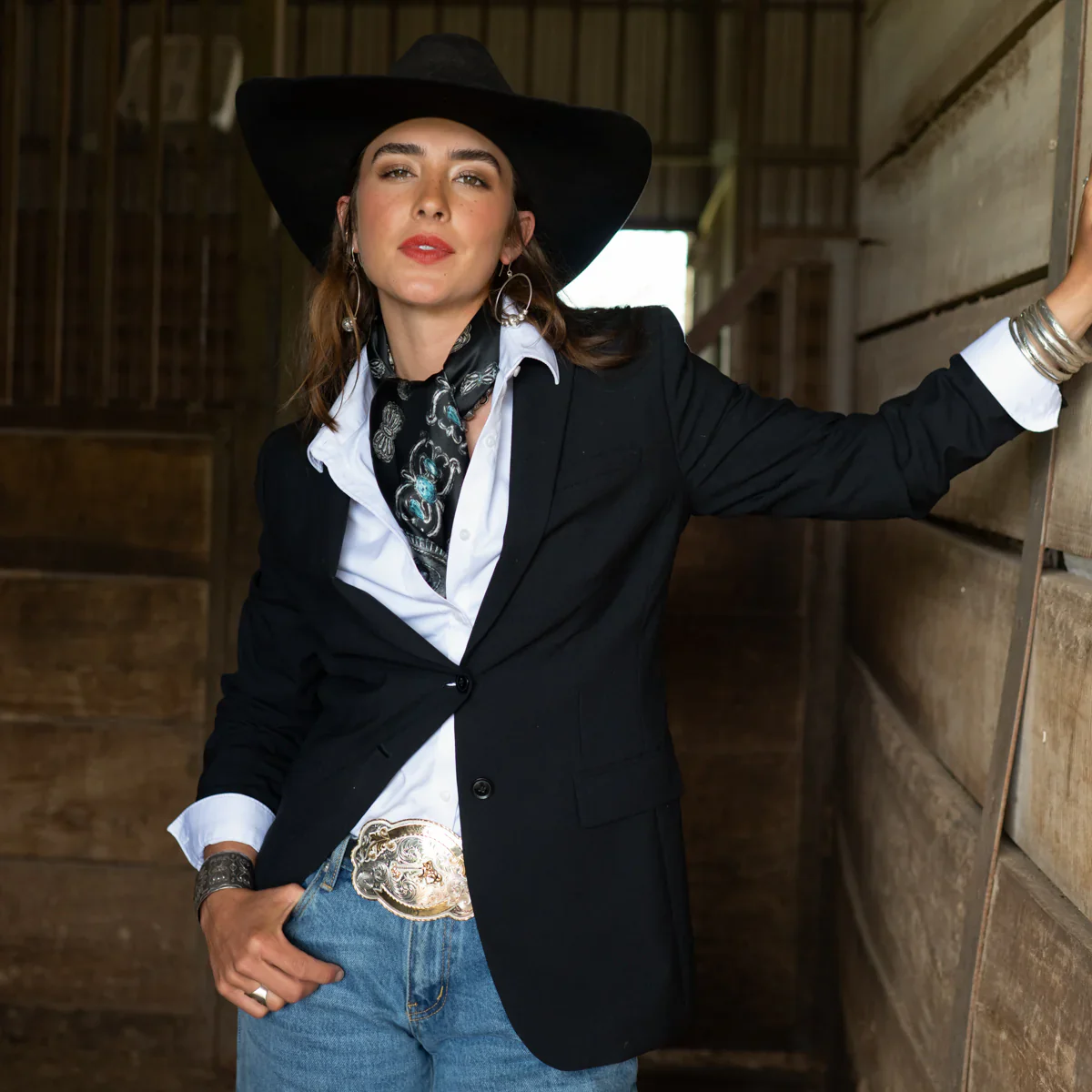 Turqs And Conchos Long And Tall Black Scarf - Image 2