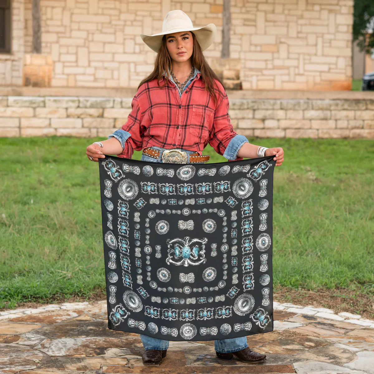 Turqs And Conchos Long And Tall Black Scarf - Image 4