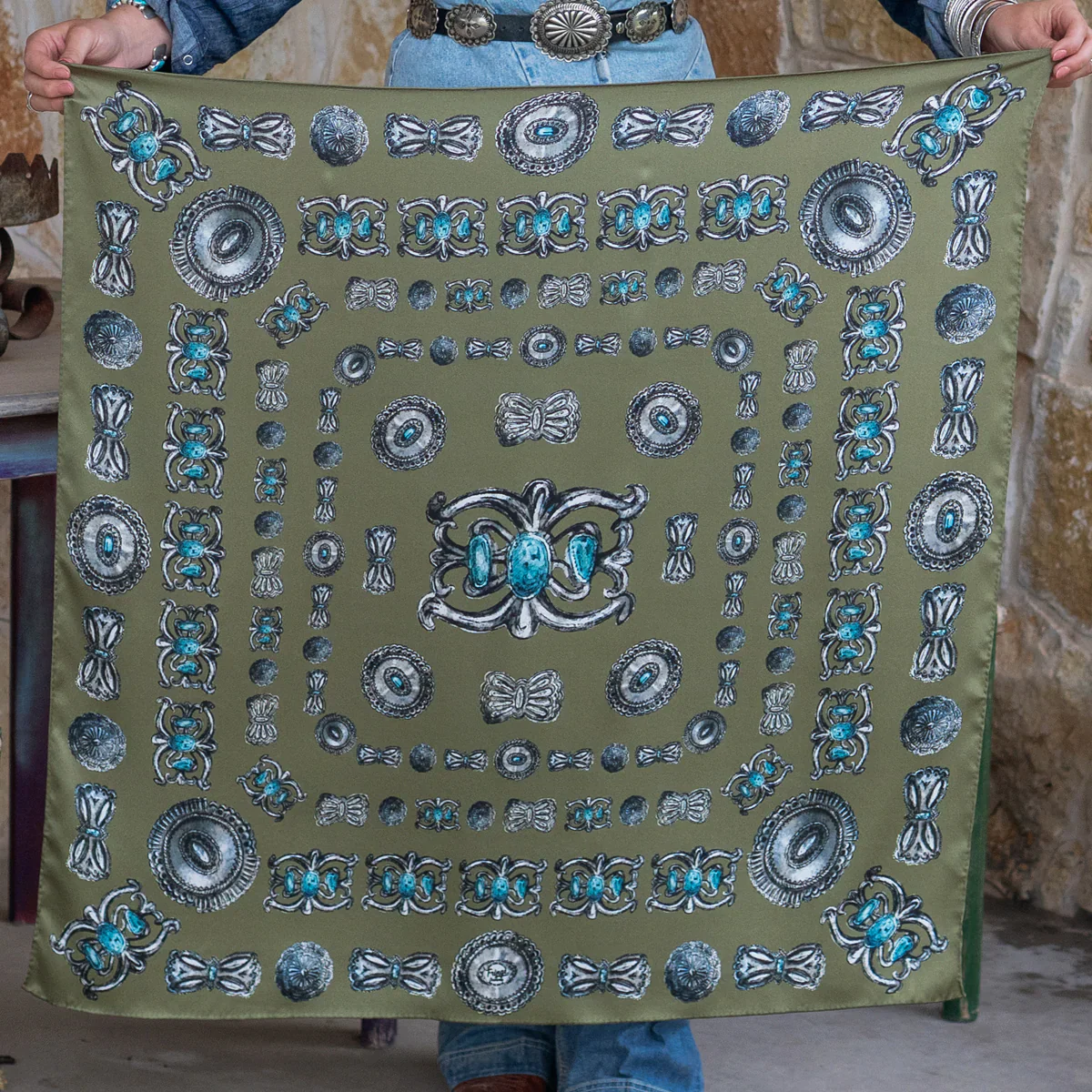 Turqs And Conchos Long And Tall Sage Scarf