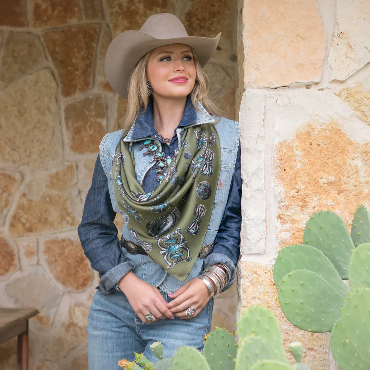 Turqs And Conchos Long And Tall Sage Scarf - Image 3