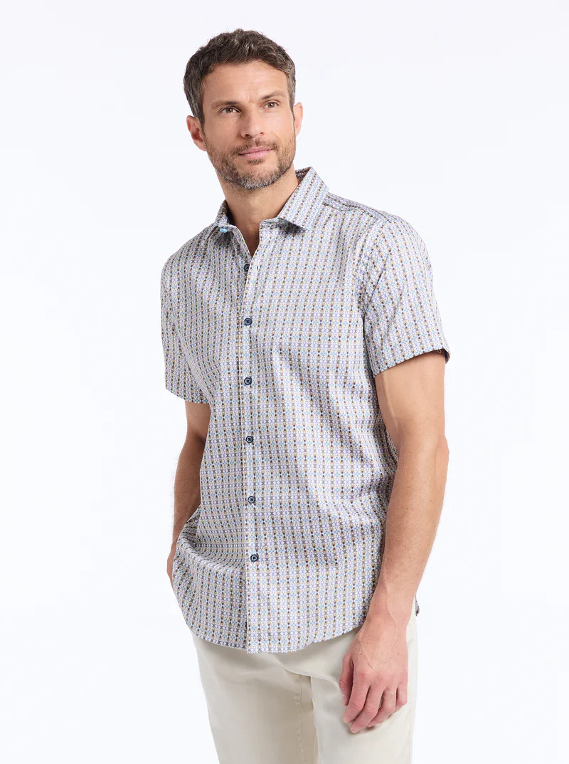 ROBERT GRAHAM ABBOTSWELL SHORT SLEEVE BUTTON DOWN SHIRT