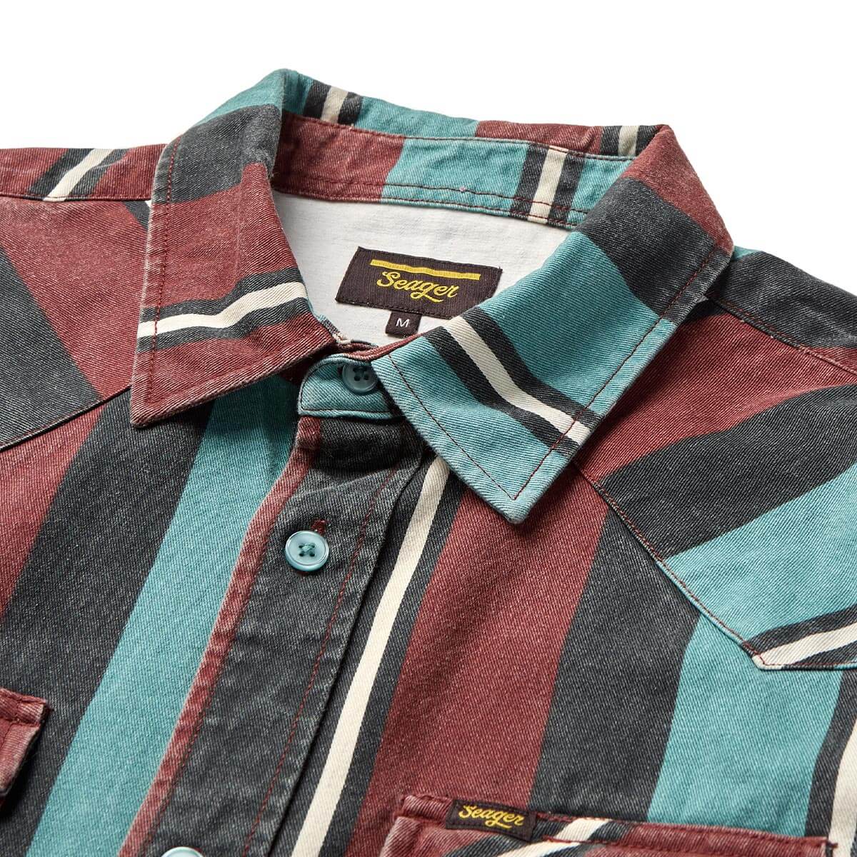 Seager Amarillo Long Sleeve Shirt Turquoise Stripe - Image 4