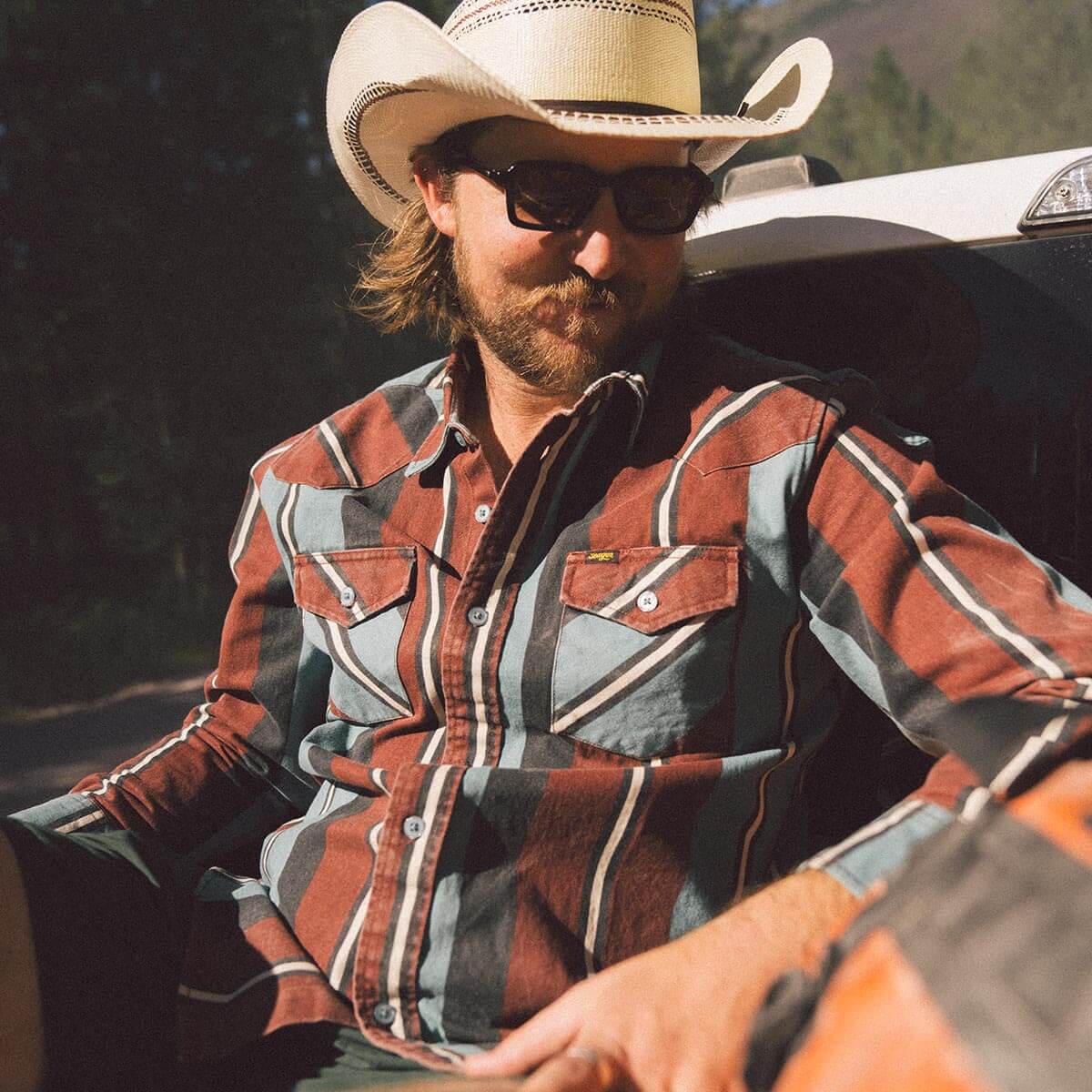 Seager Amarillo Long Sleeve Shirt Turquoise Stripe - Image 5