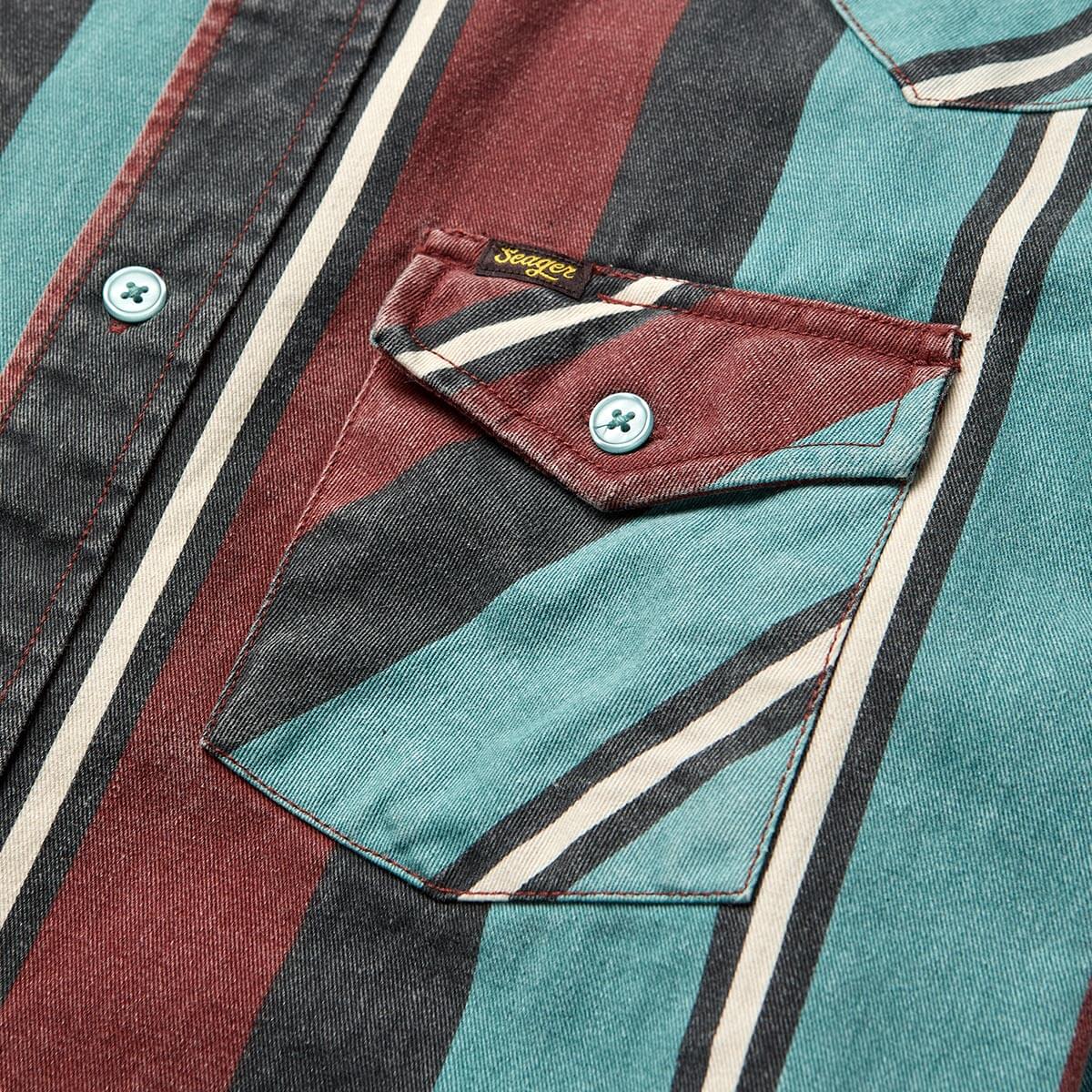Seager Amarillo Long Sleeve Shirt Turquoise Stripe - Image 7