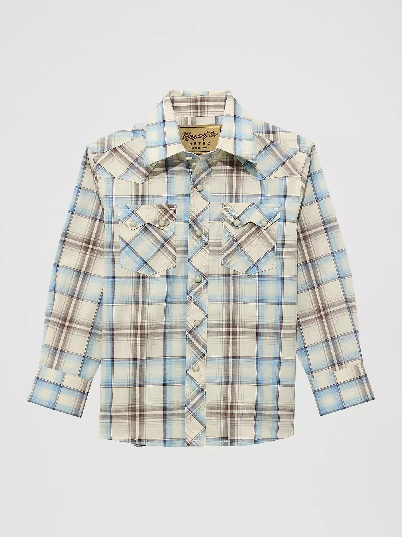 Wrangler Retro® Boy's Western Snap Plaid Shirt with Front Sawtooth Pockets