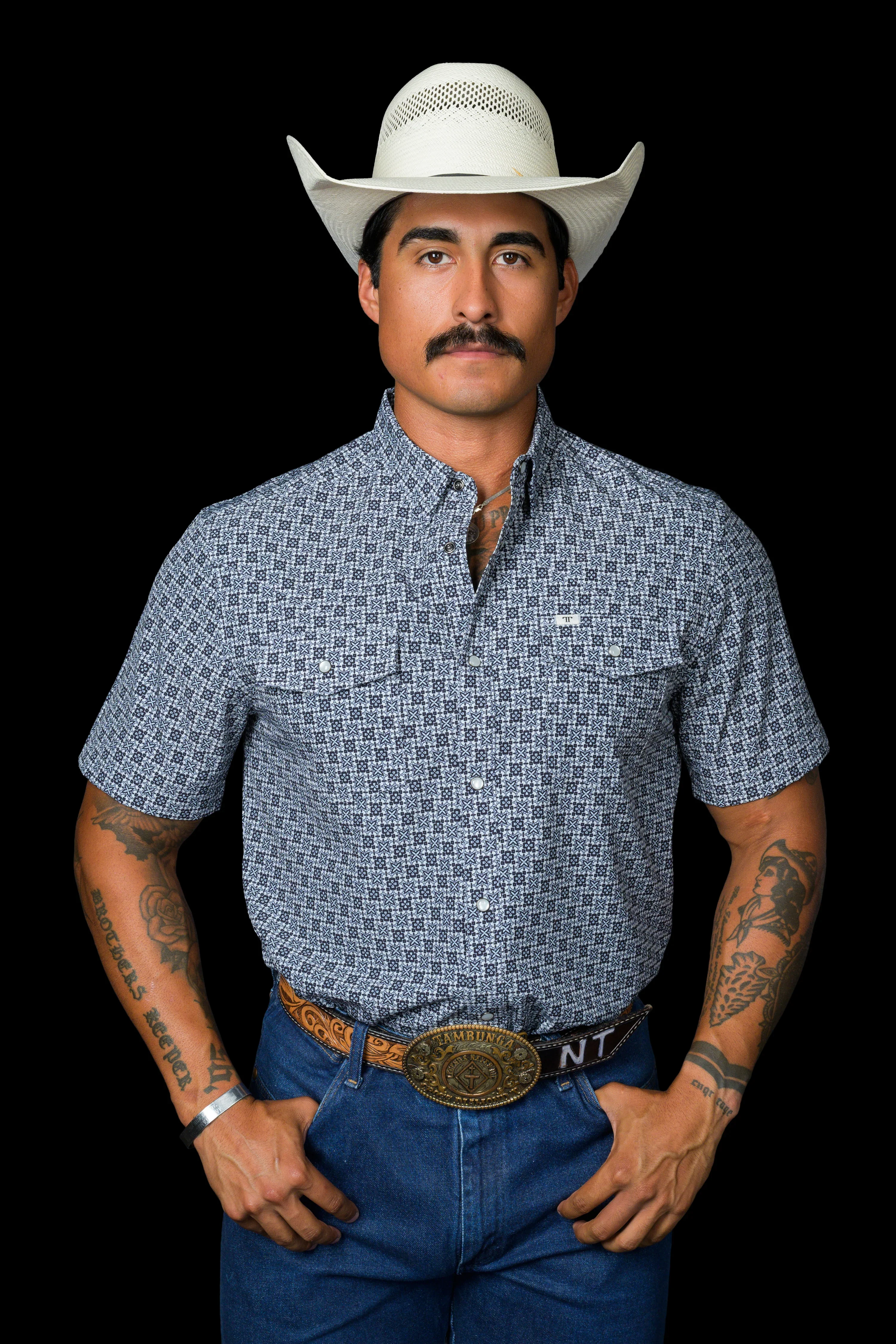 Ferrell The Colton in Blue - Short Sleeve Snap