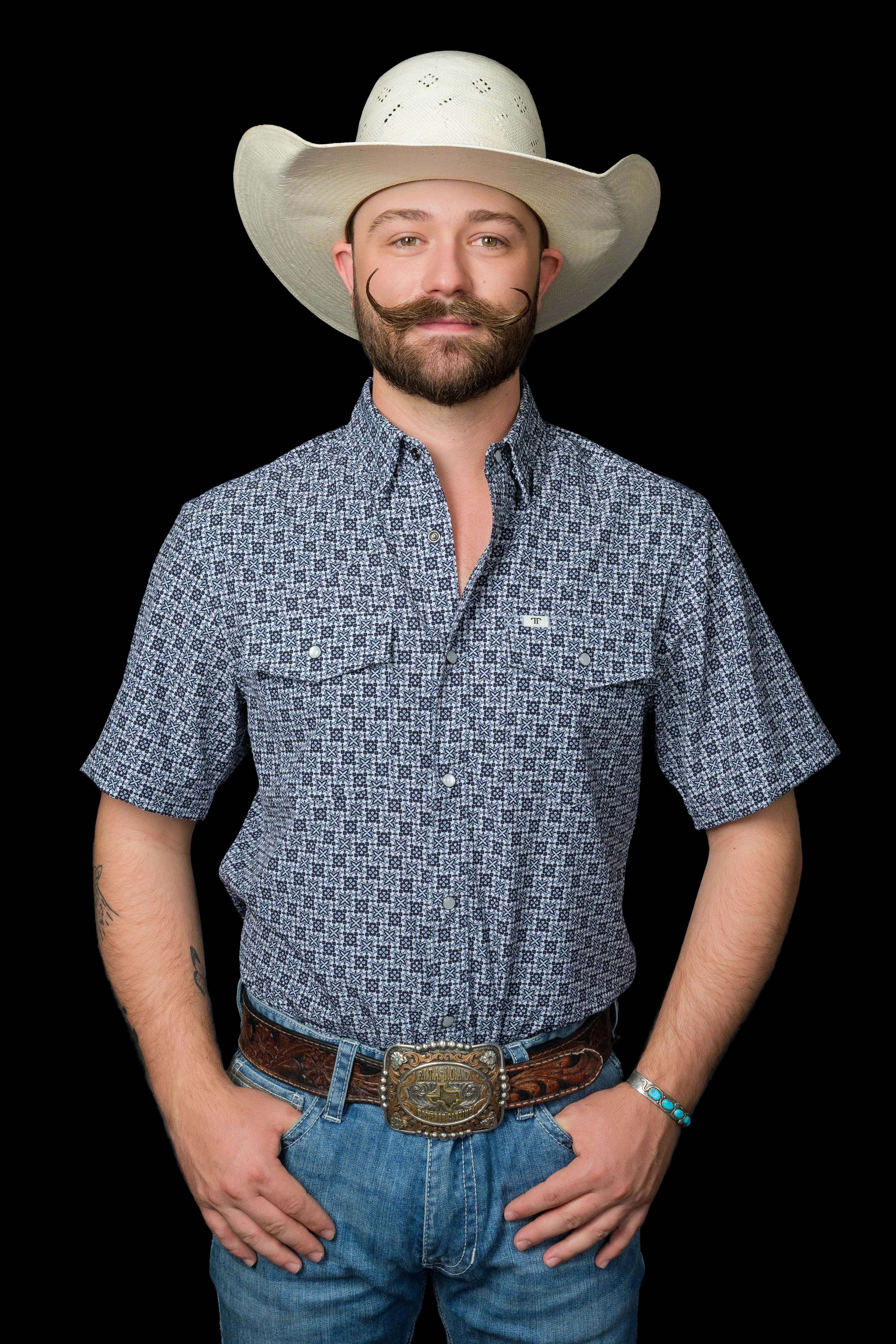Ferrell The Colton in Blue - Short Sleeve Snap - Image 2