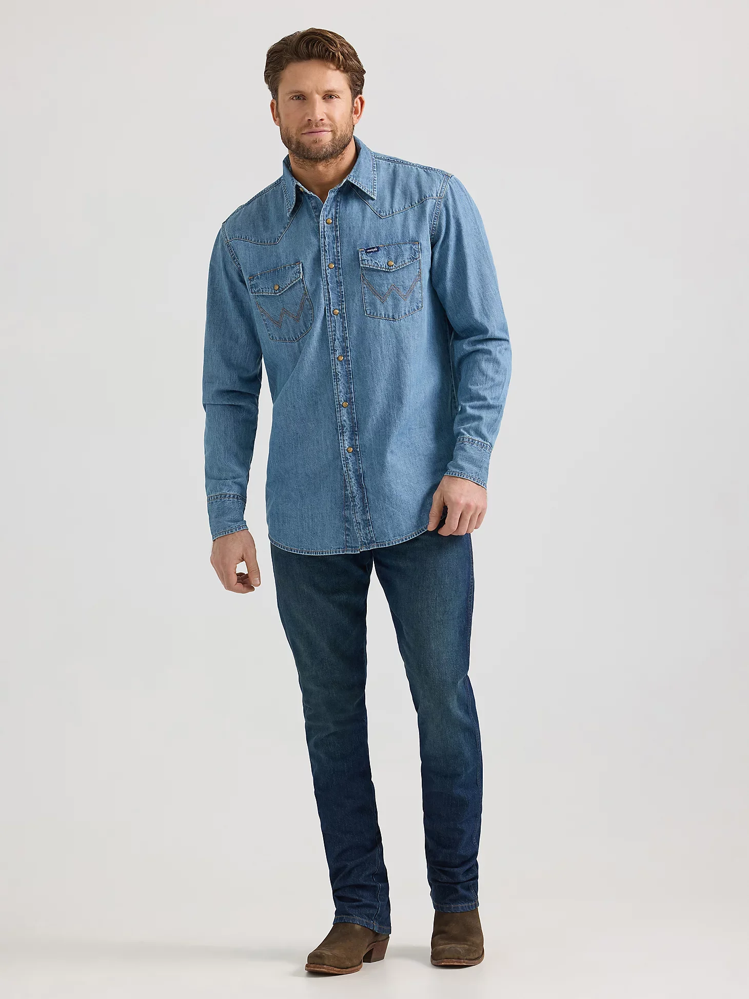 Wrangler® Classic Denim Western Snap Shirt - Image 5
