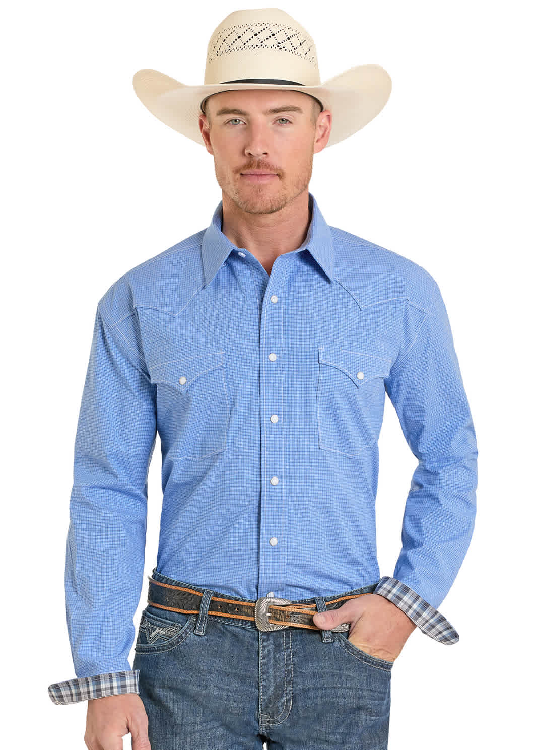 Panhandle Slim Men's Western Blue Snap Shirt