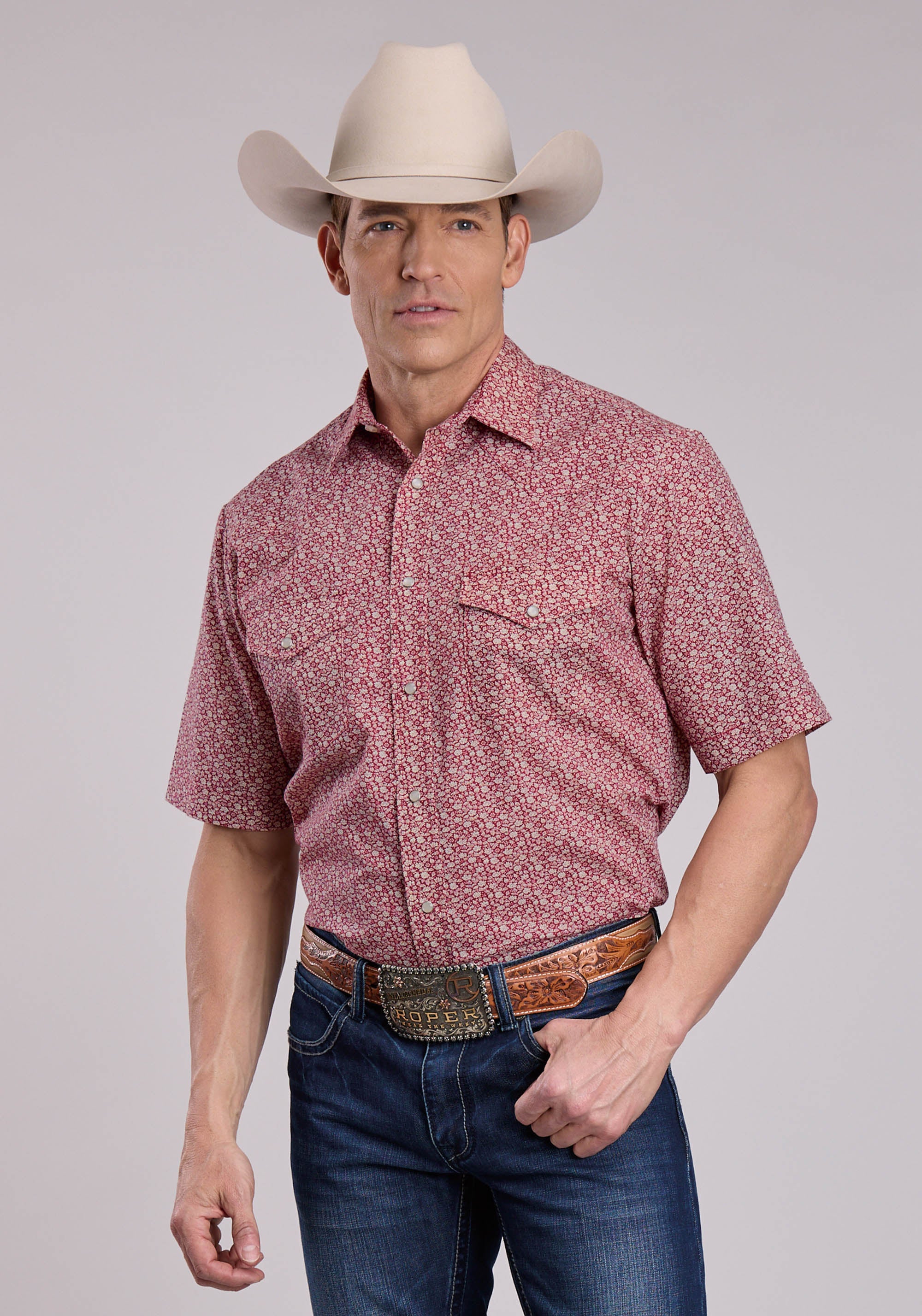 Roper Floral Print Short Sleeve Snap Shirt