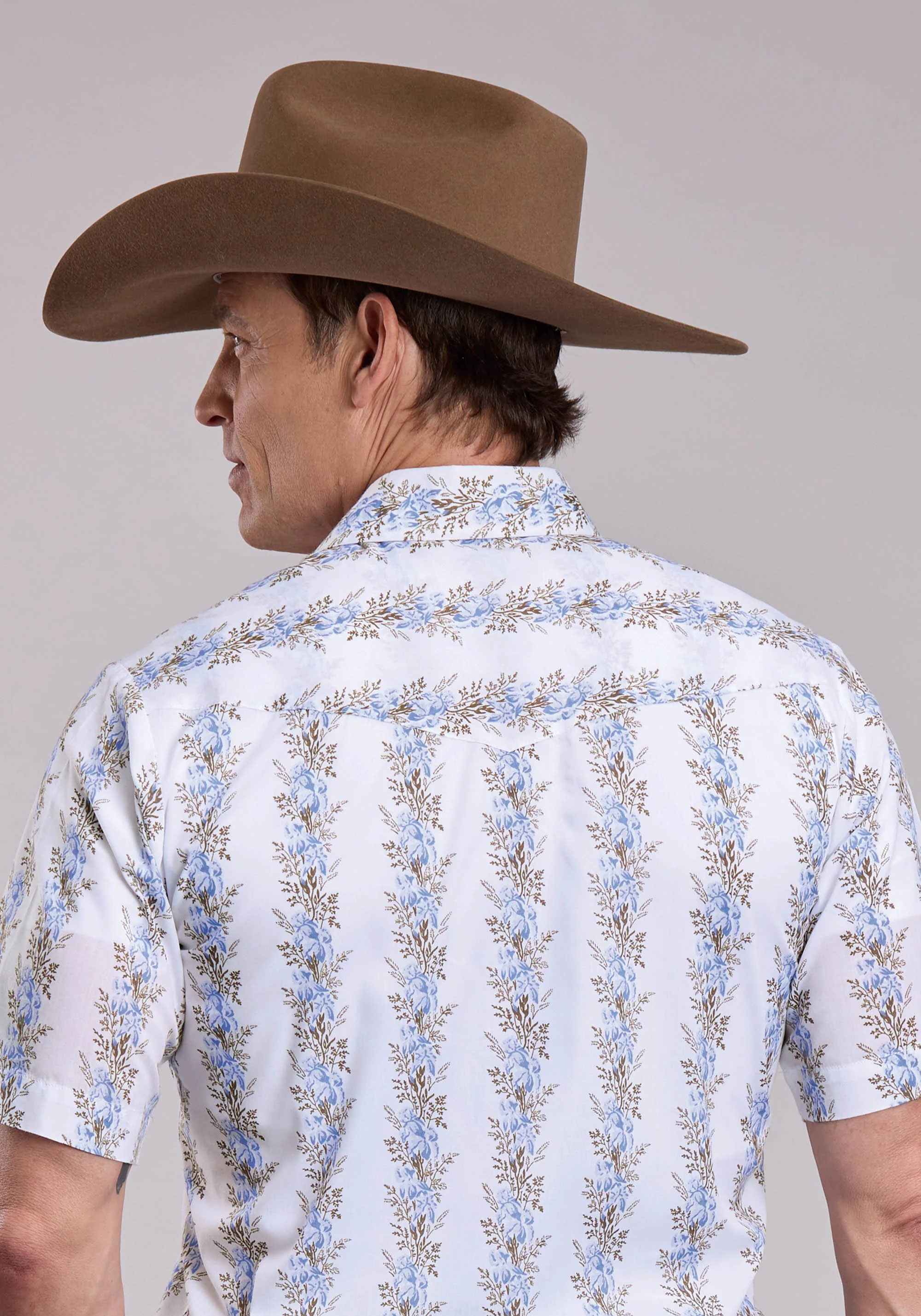 Roper Short Sleeve Floral Stripes Patterned Snap Shirt - Image 3