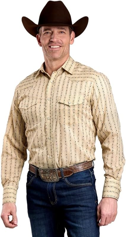 Roper Western Shirt L/S Floral Wallpaper Tan Shirt