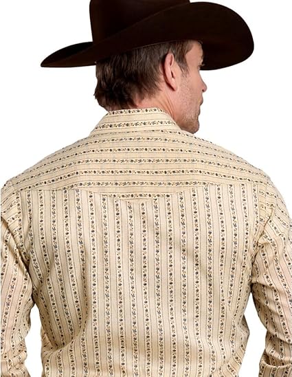 Roper Western Shirt L/S Floral Wallpaper Tan Shirt - Image 2