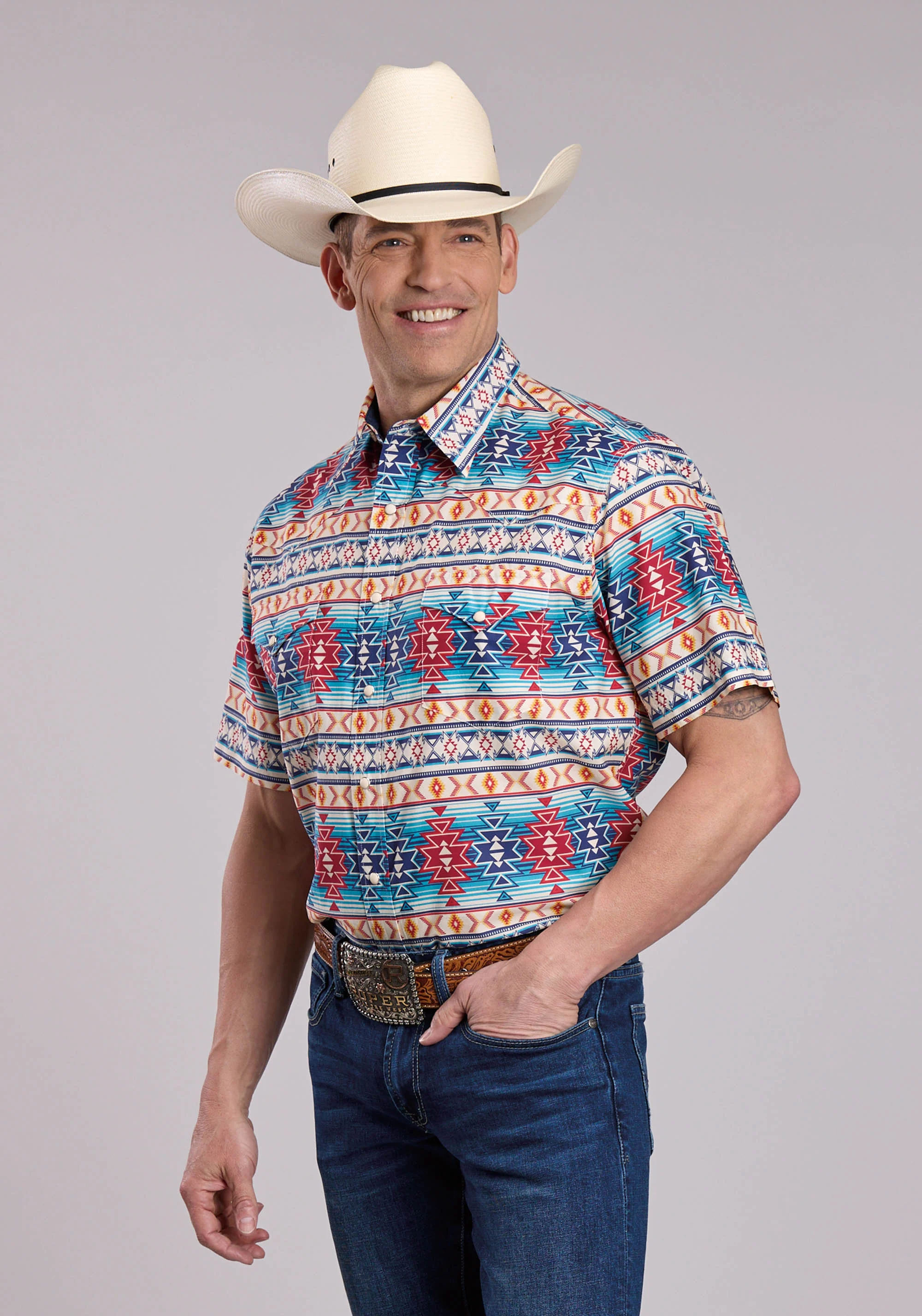 Roper Horizontal Stripe Short Sleeve Shirt