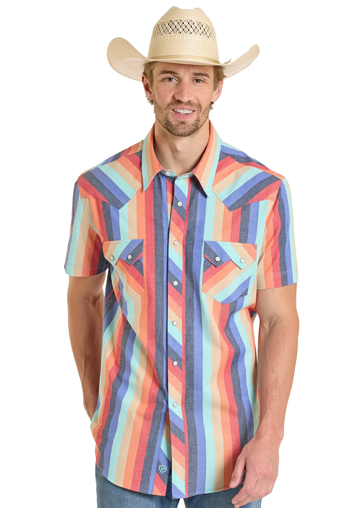 Rock and Roll Denim Orange Vintage Stripe Snap Shirt