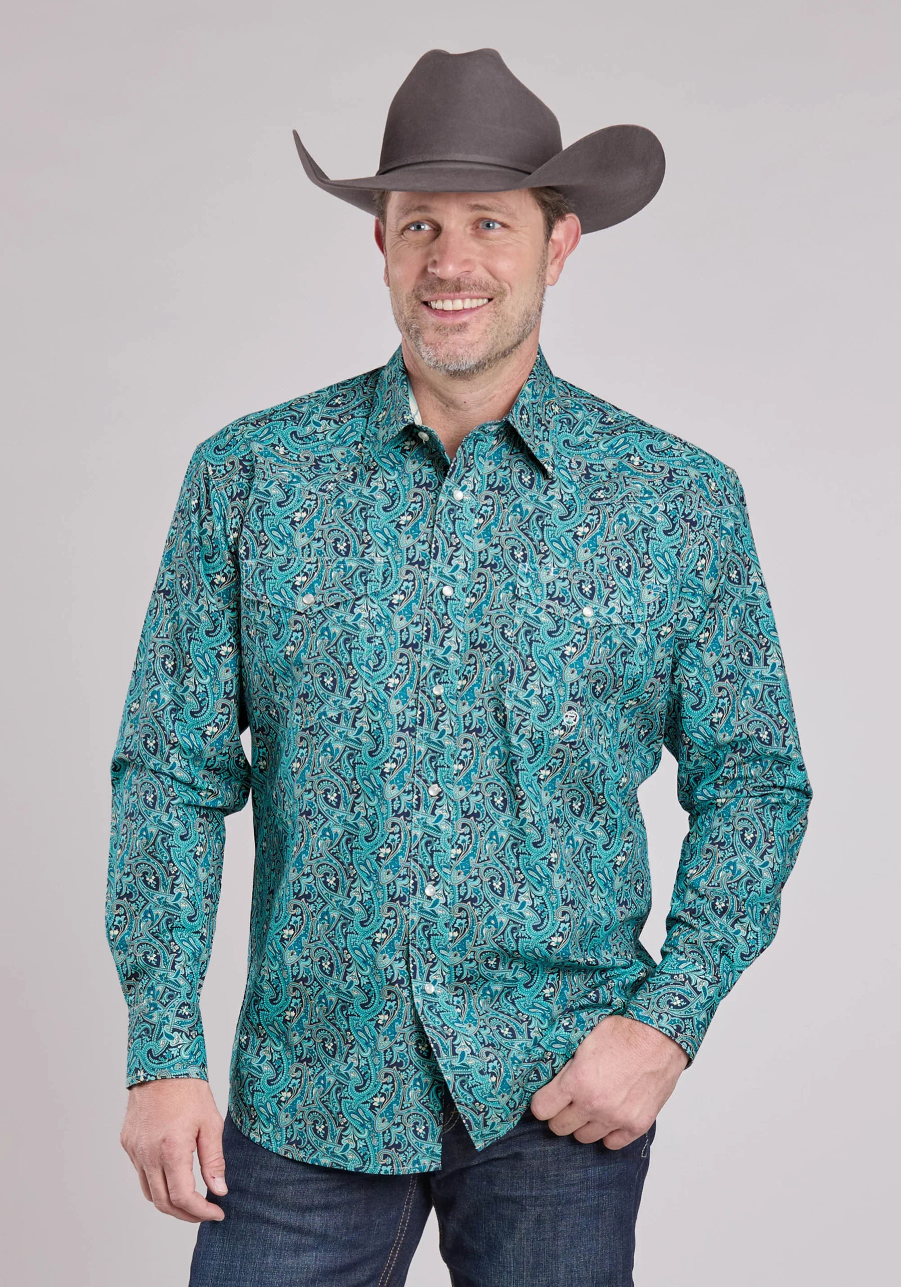 Roper Long Sleeve Snap River Paisley Western Shirt