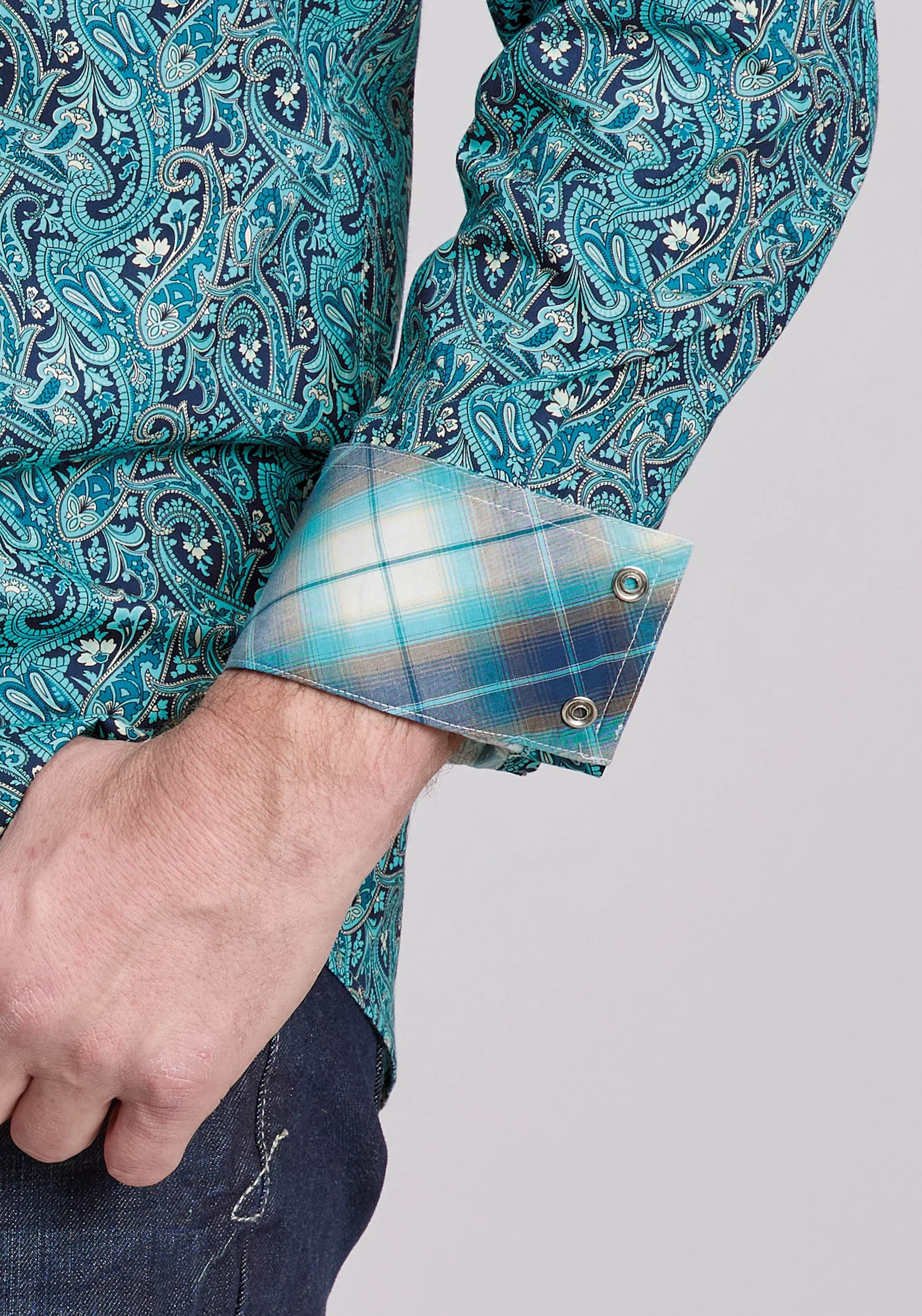 Roper Long Sleeve Snap River Paisley Western Shirt - Image 3