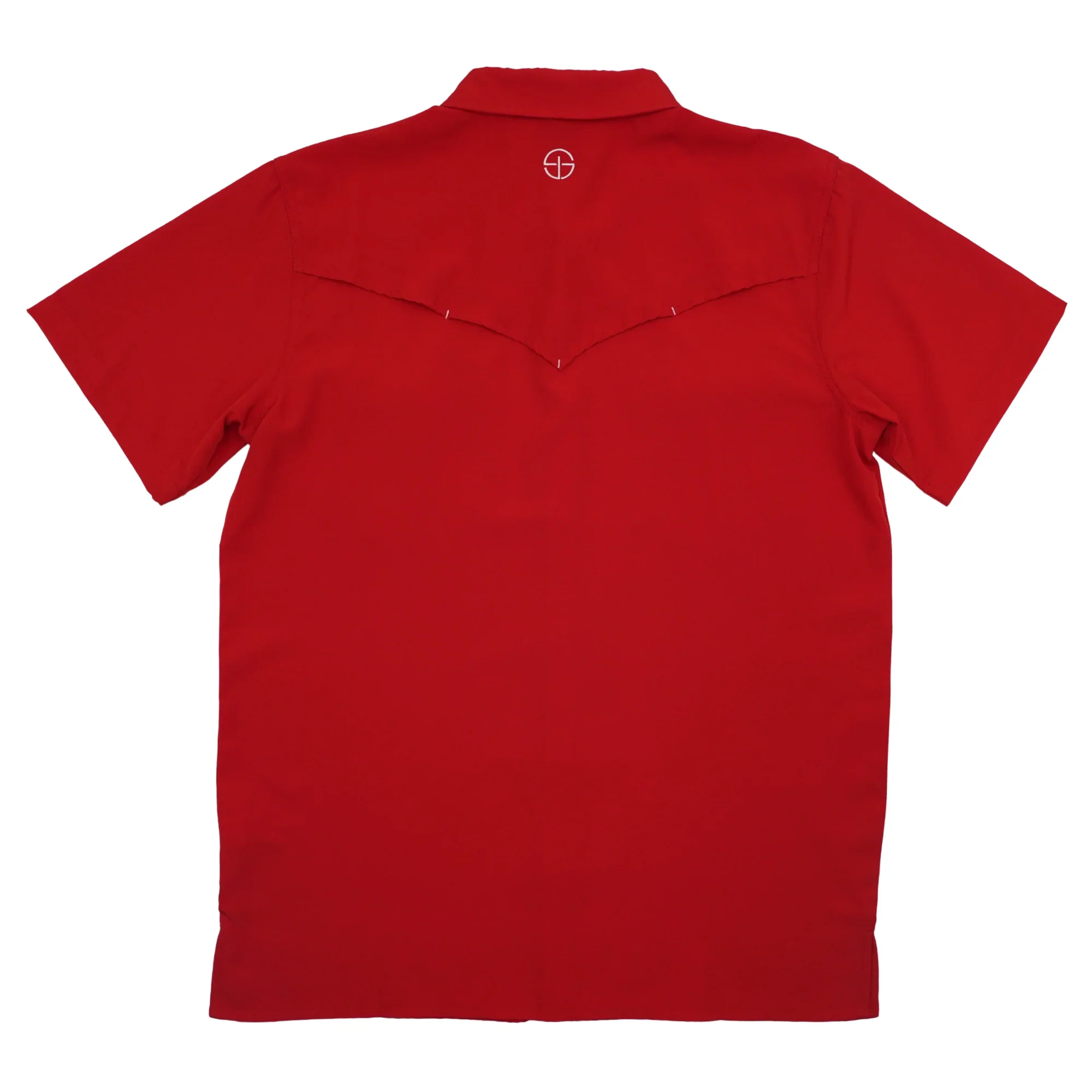 San Jac Men's Short Sleeve Performance Pearl Snap Shirt - Red - Image 3
