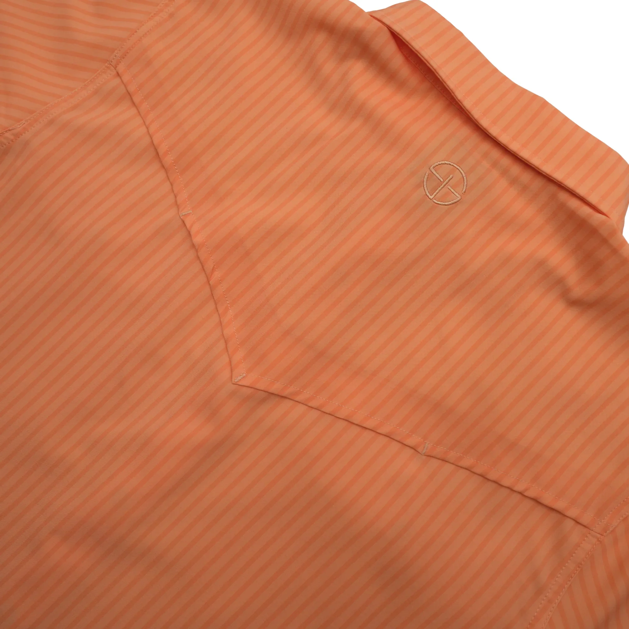 San Jac Men's Short Sleeve Performance Pearl Snap Shirt - Peach Stripe - Image 3