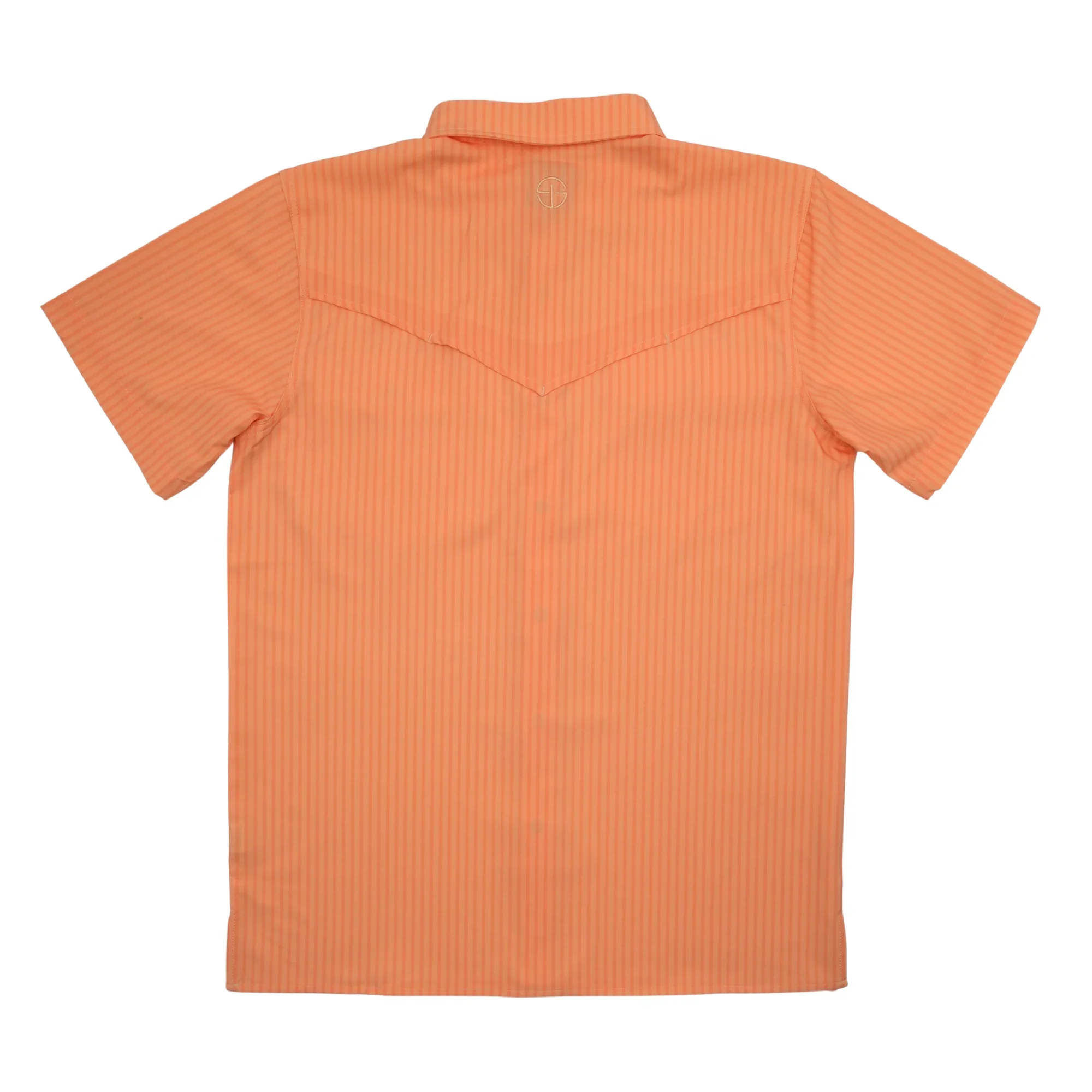 San Jac Men's Short Sleeve Performance Pearl Snap Shirt - Peach Stripe - Image 5