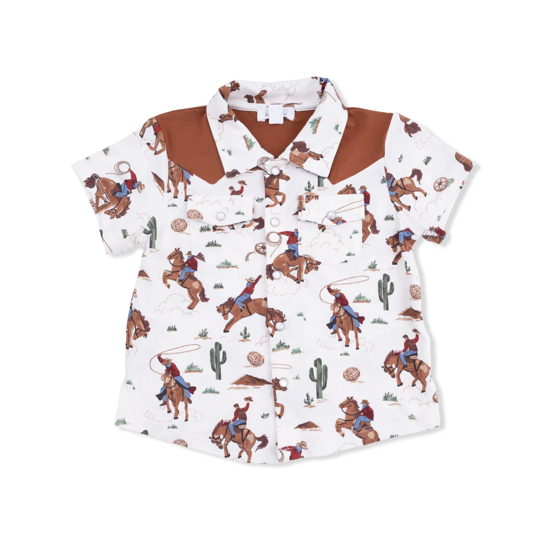 Angel Dear Buckaroo Western  Short Sleeve Western Pearl Snap Shirt with Casual Short - Image 2