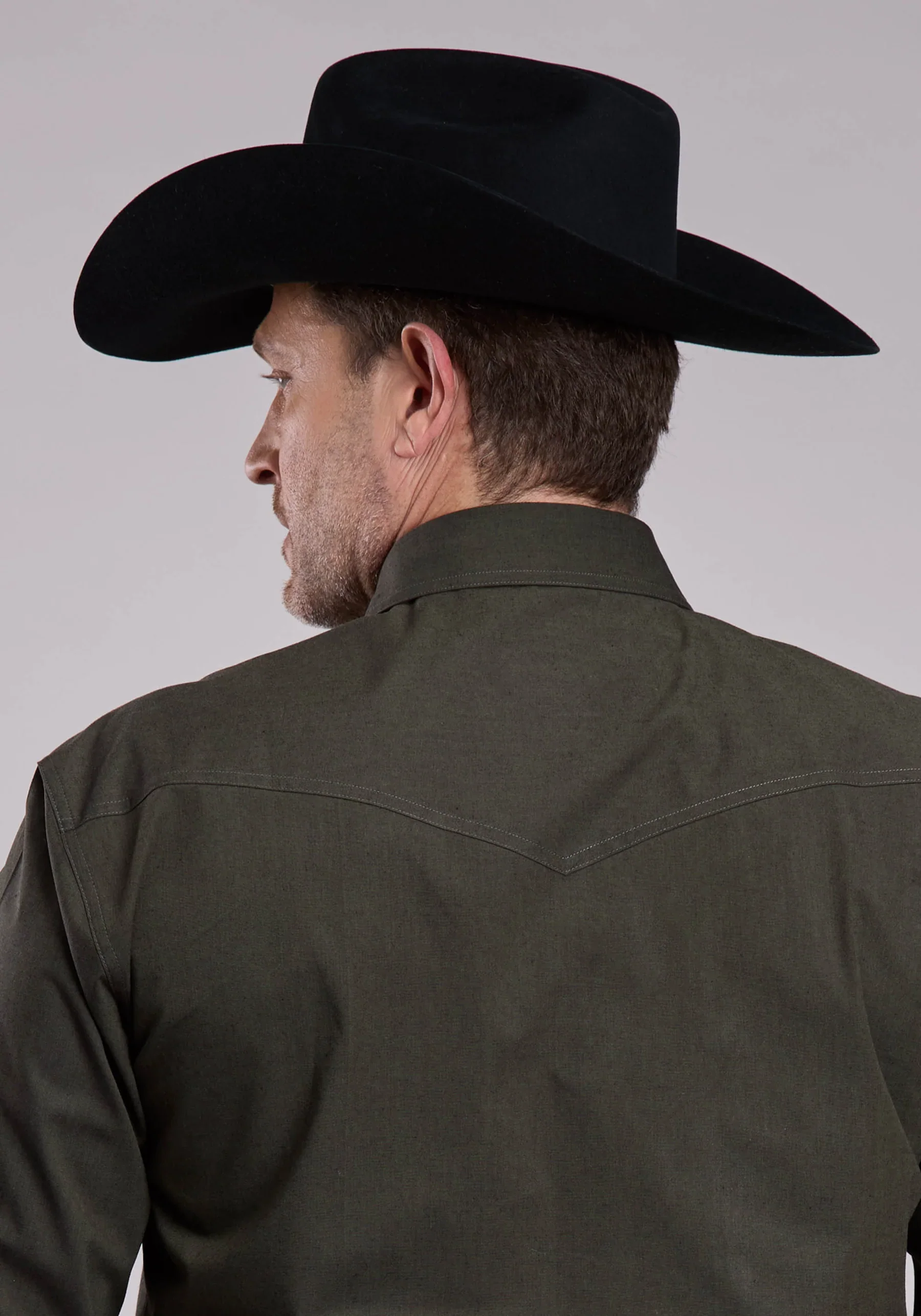 Roper Long Sleeve Snap Black Fill - Green Western Shirt - Image 3