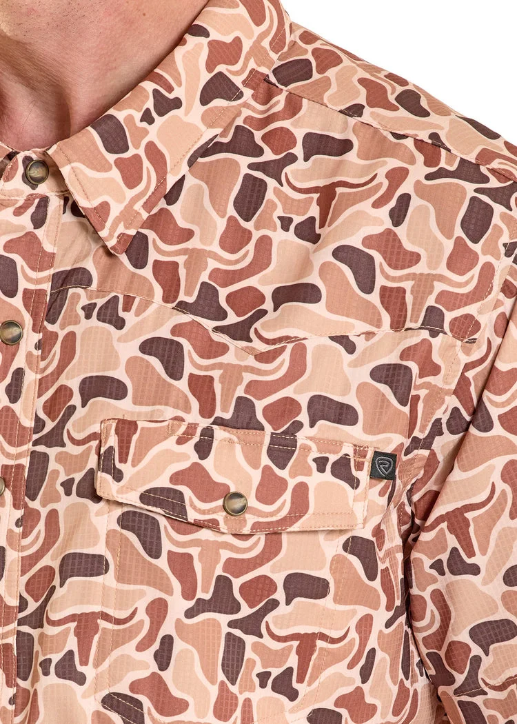 Rock & Roll Denim Camel Camo Tek Western Shirt - Image 3