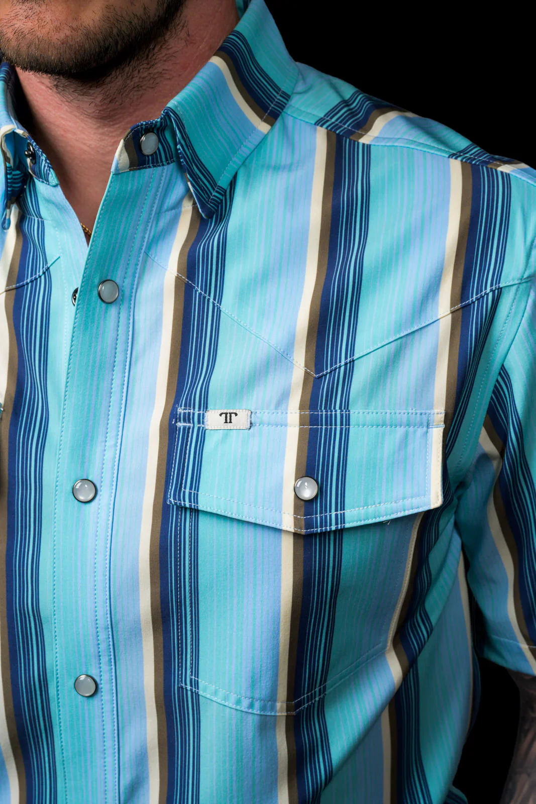 Ferrell The Tristan in Blue - Short Sleeve Snap - Image 4