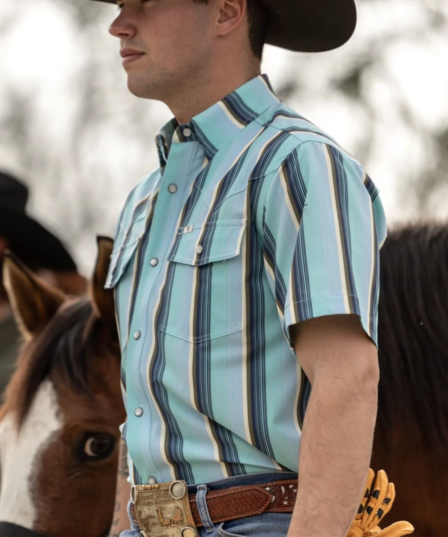 Ferrell The Tristan in Blue - Short Sleeve Snap - Image 5