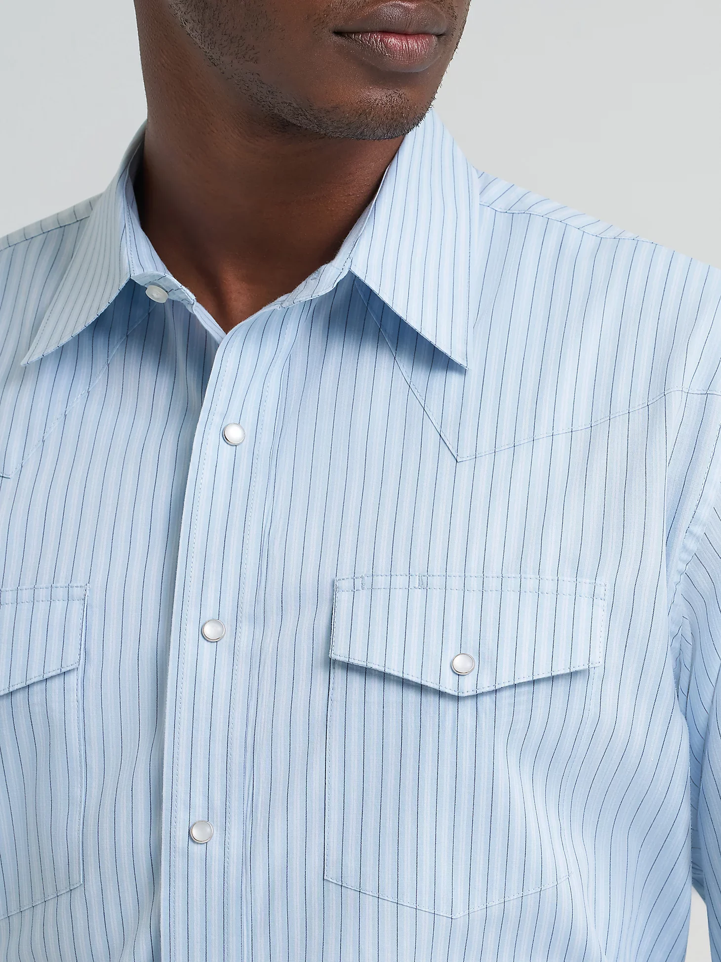 Wrangler Wrinkle Resist Long Sleeve Western Snap Stripe Shirt - Image 4