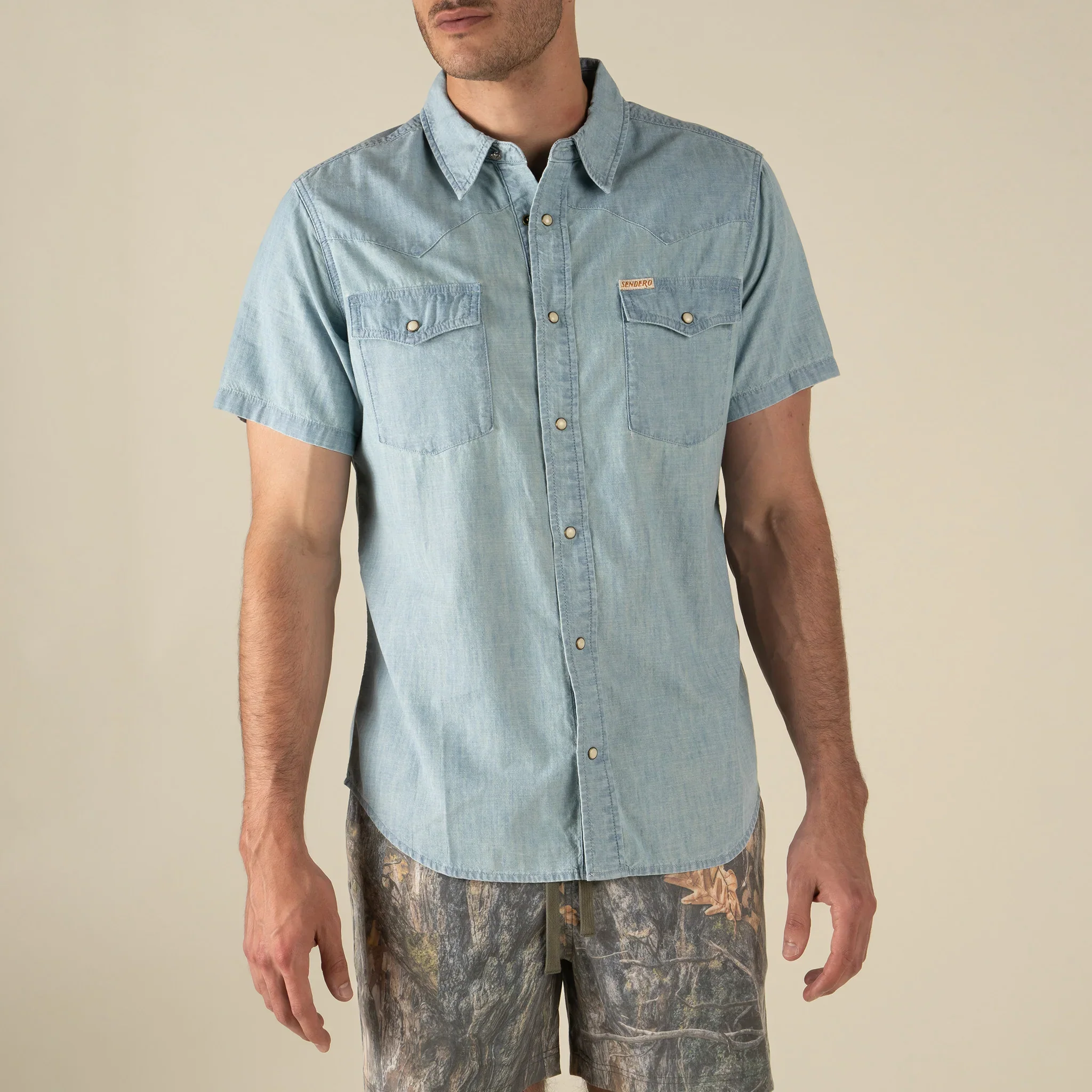 Sendero The Wyatt Pearl Snap Short Sleeve Solid Shirt - Image 3